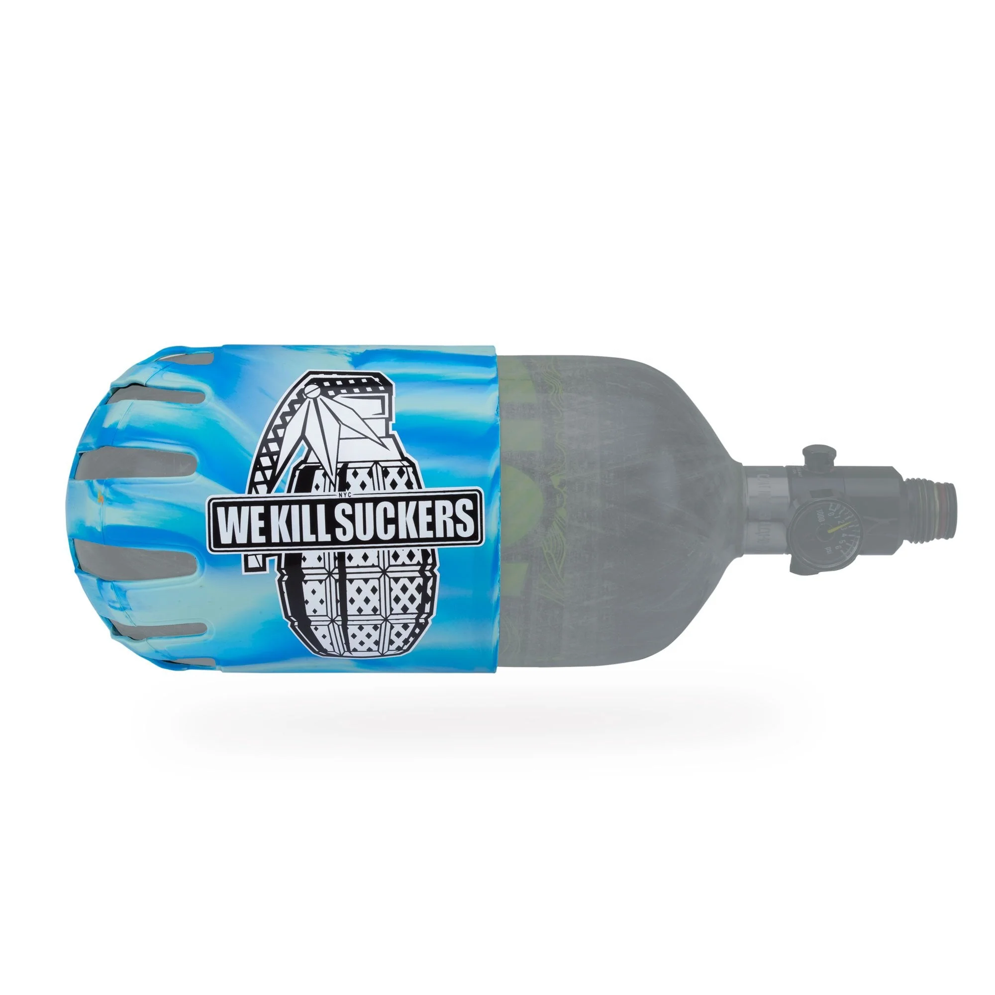 BNKR Bunker Kings Knuckle Butt Paintball Tank Cover - WKS Grenade - Cyan - Image 3