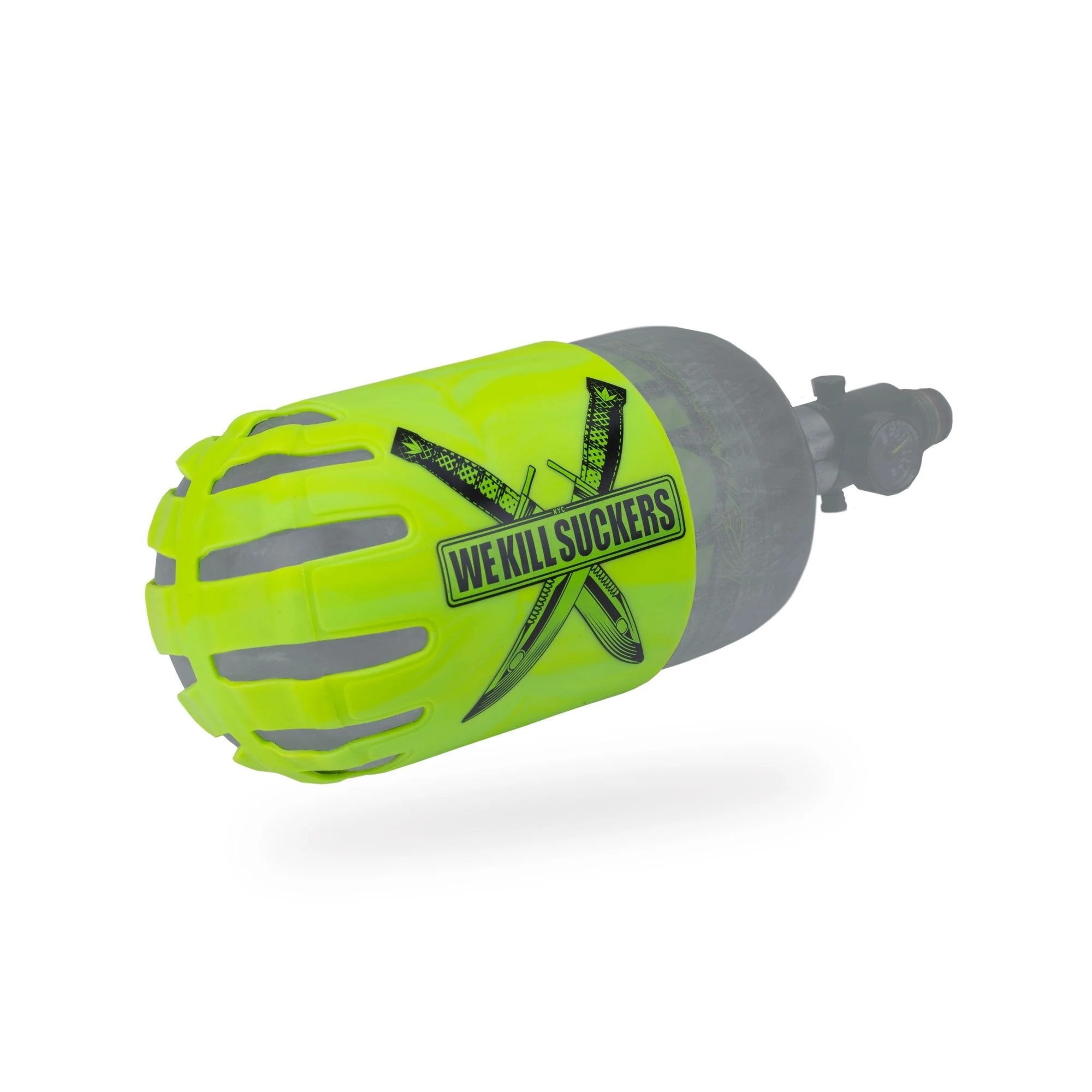 BNKR Bunker Kings Knuckle Butt Paintball Tank Cover - WKS Knife - Lime - Image 2