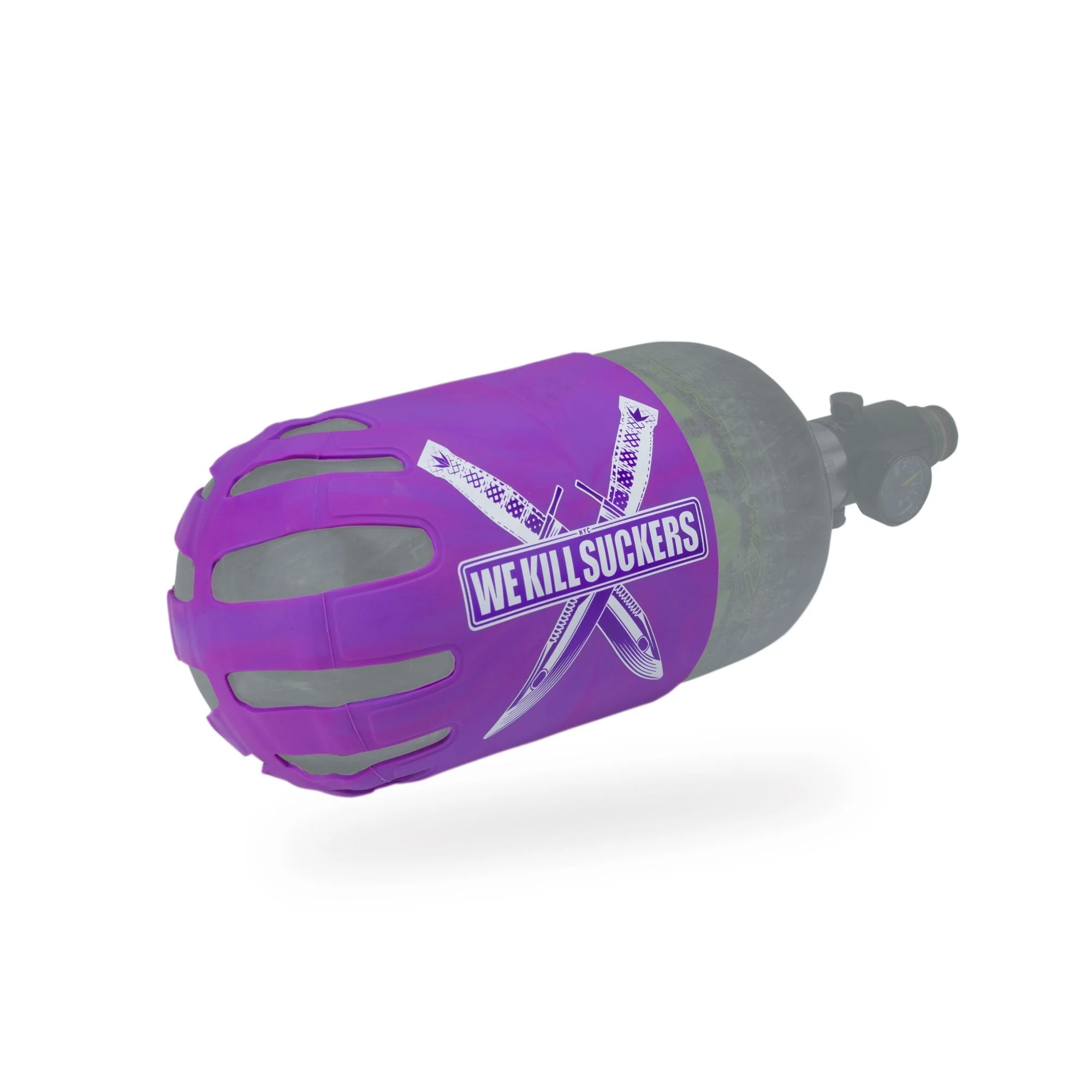 BNKR Bunker Kings Knuckle Butt Paintball Tank Cover - WKS Knife - Purple - Image 2