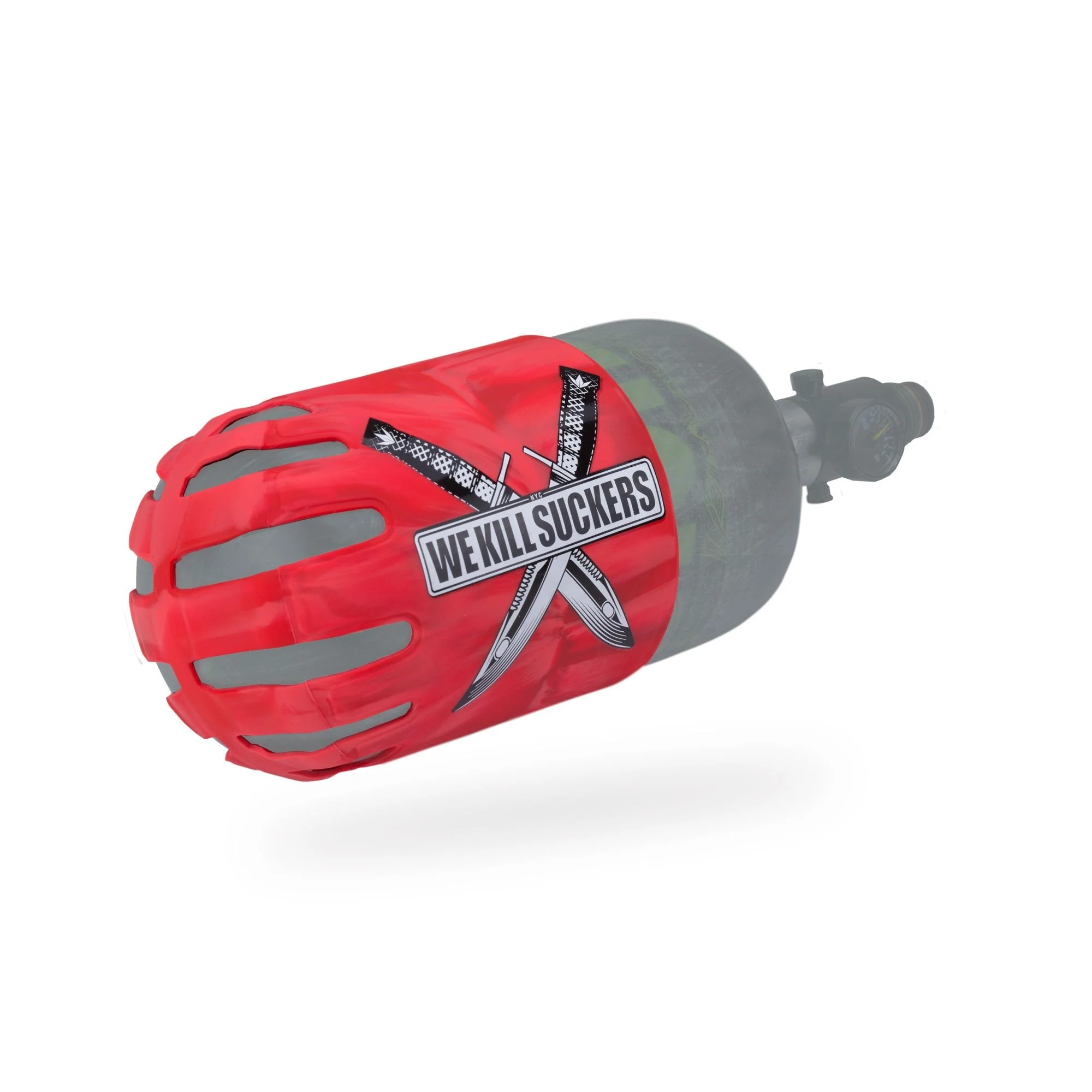 BNKR Bunker Kings Knuckle Butt Paintball Tank Cover - WKS Knife - Red - Image 2