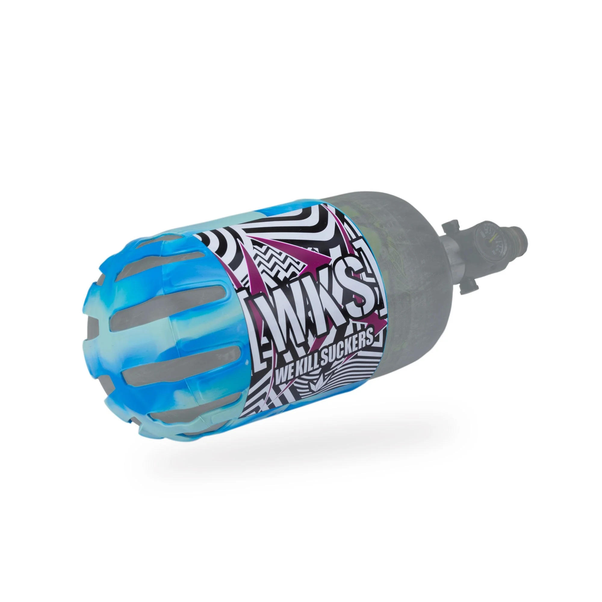 BNKR Bunker Kings Knuckle Butt Paintball Tank Cover - WKS Shred - Cyan - Image 2