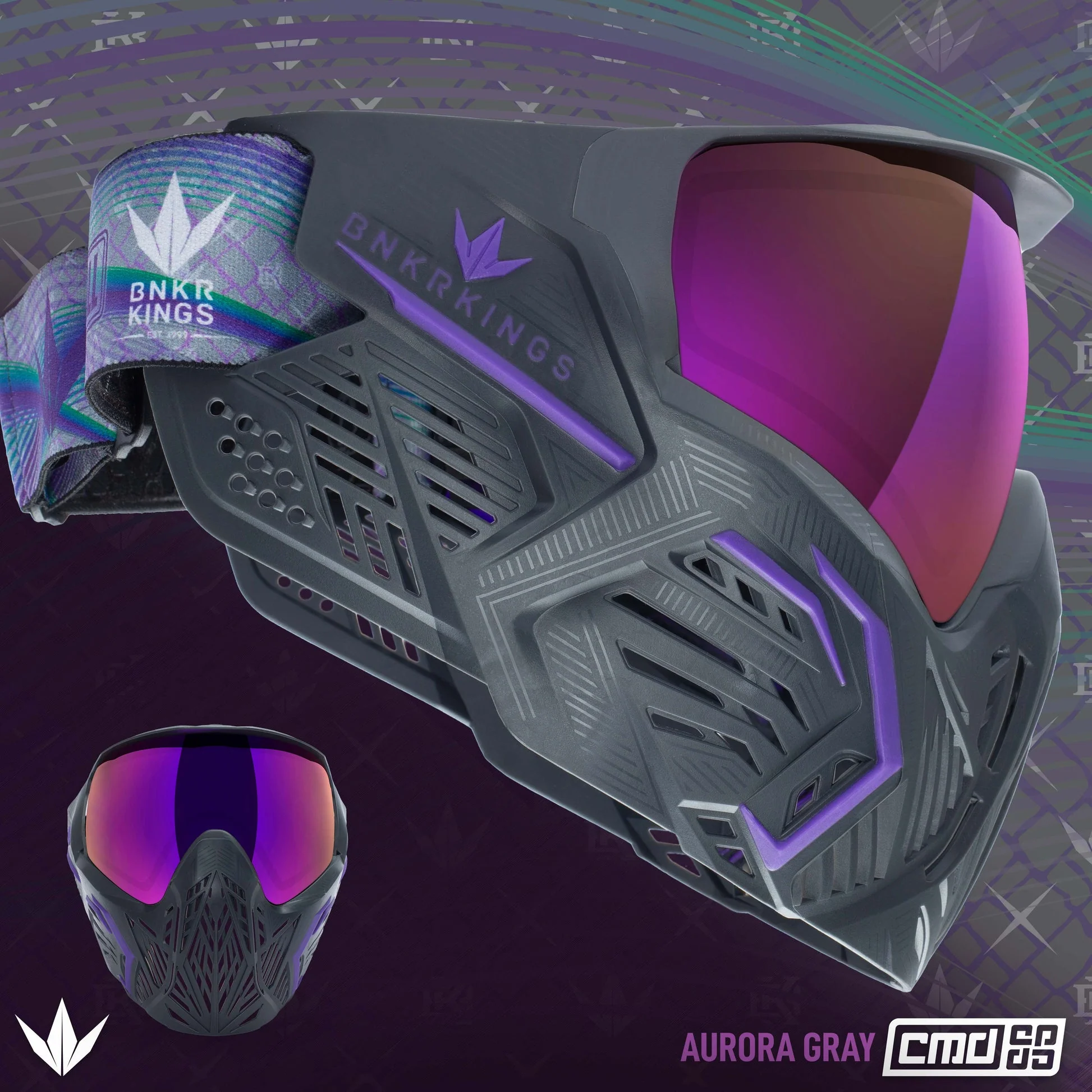 BunkerKings CMD Paintball Mask - Aurora Gray