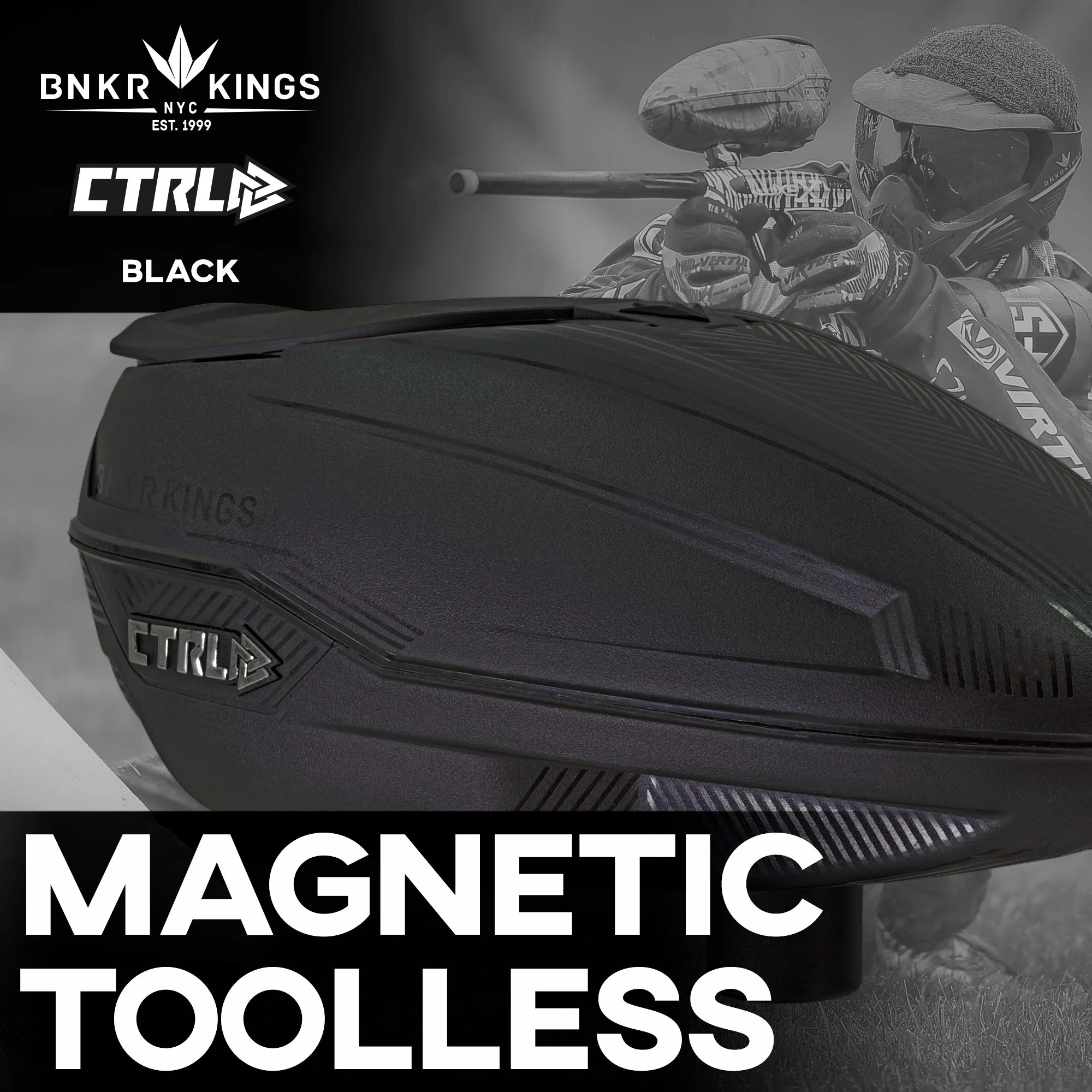 Bunkerkings CTRL Paintball Loader - Black w/ FREE NTR Speed Feed & Dual Ramps - Image 2