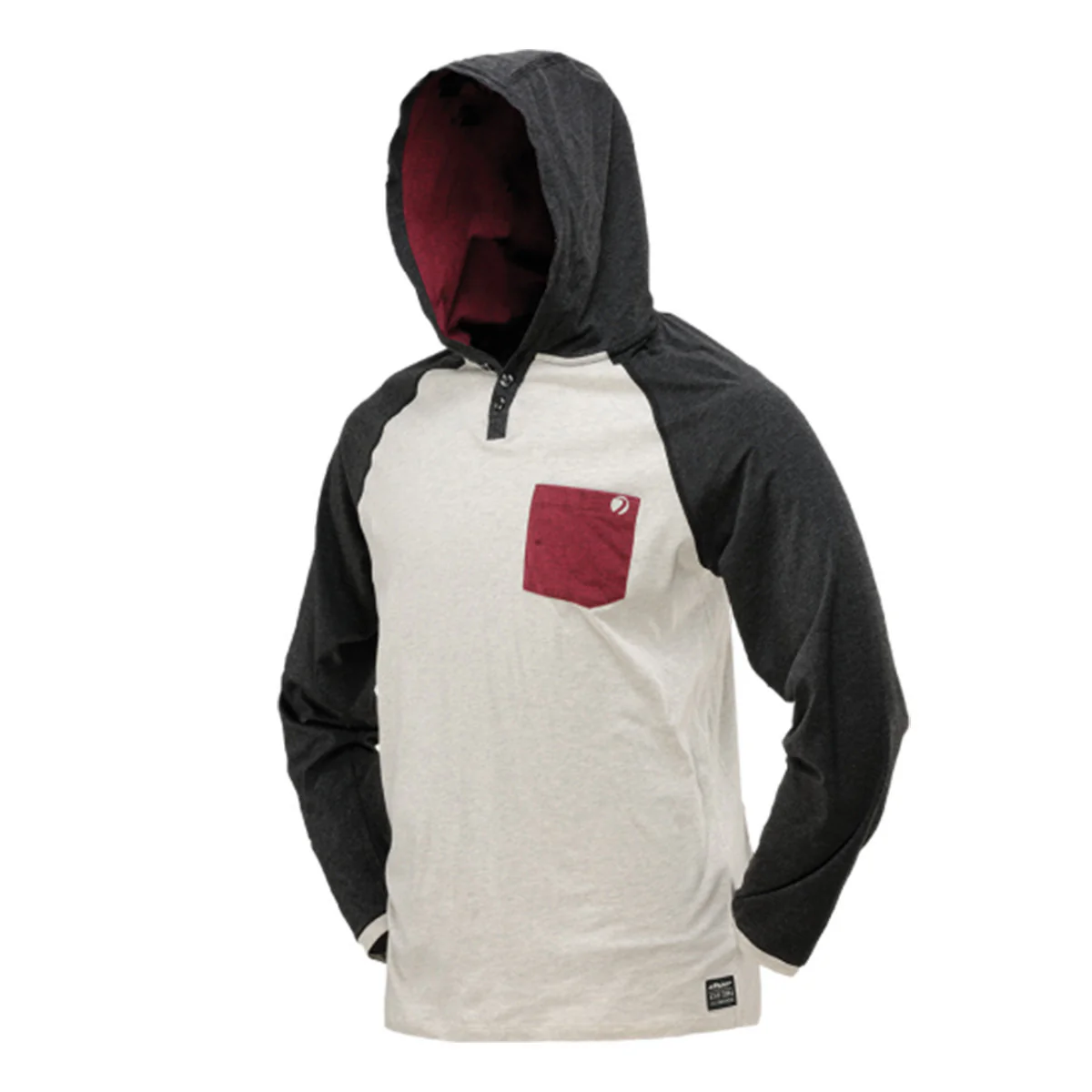 Dye Coba Hood Shirt - Off-White / Maroon - Image 2