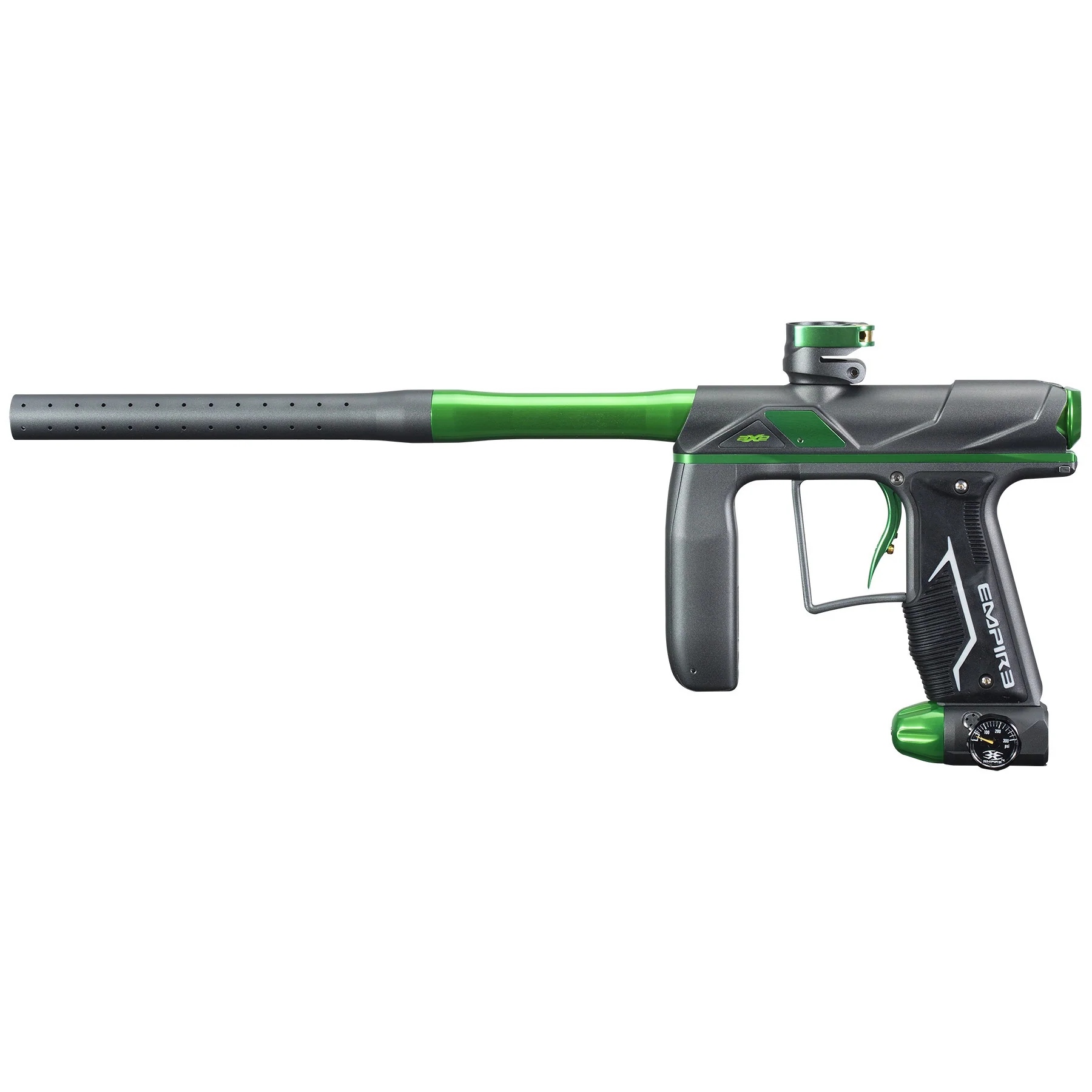 Empire Axe Pro Paintball Marker - Dust Gray / Polished Green - Image 3