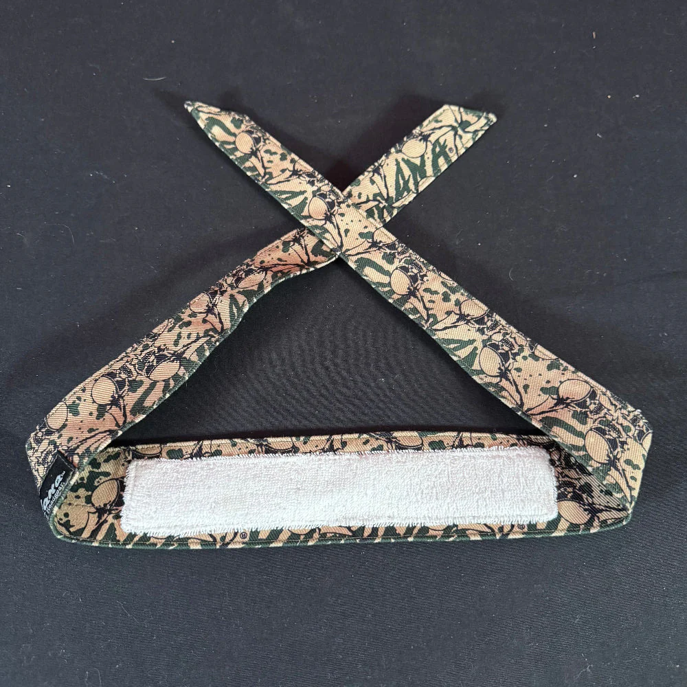 *Display* Sandana Headband - Tan / Green w/ Black Skulls - Image 2