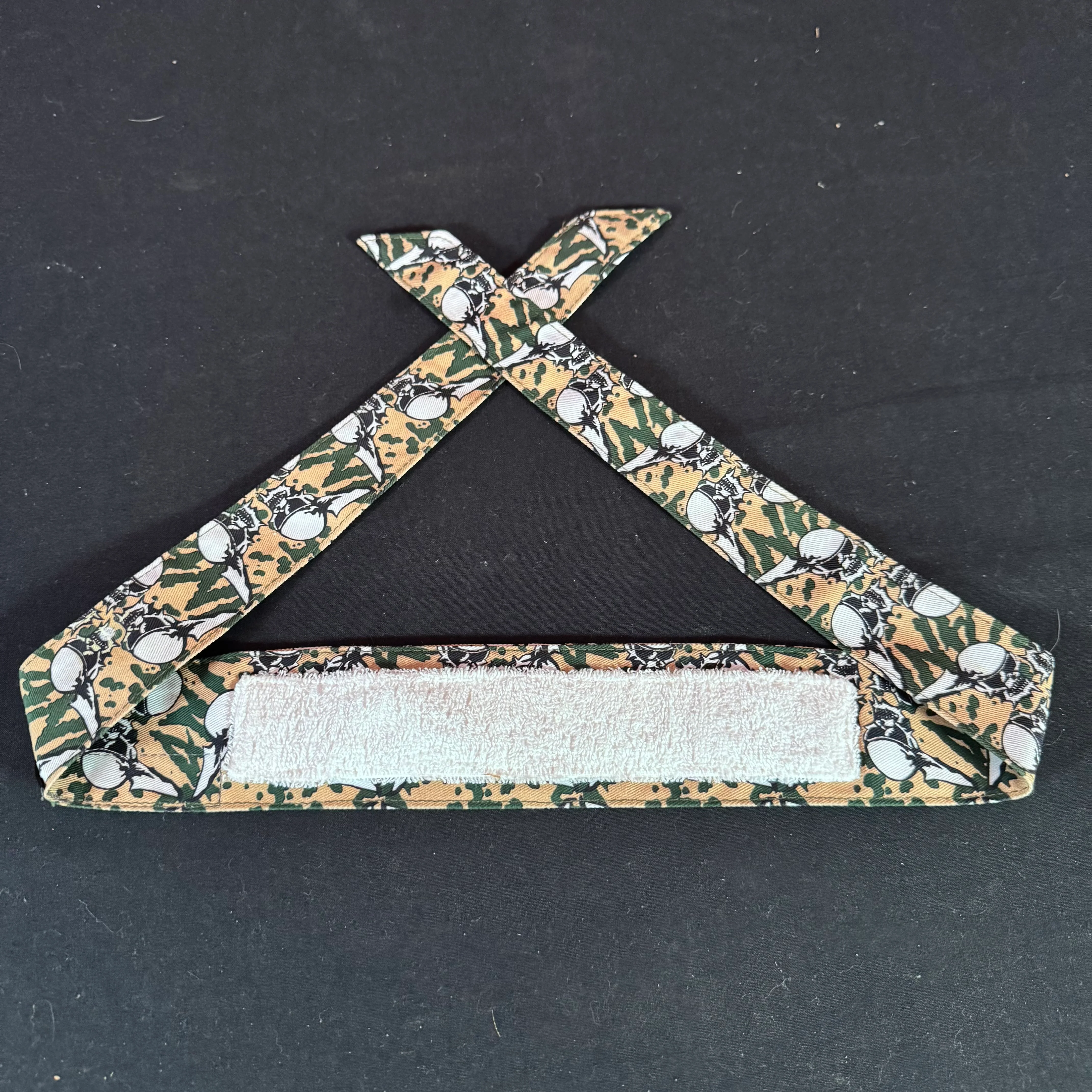 *Display* Sandana Headband - Tan / Green w/ White Skulls - Image 2