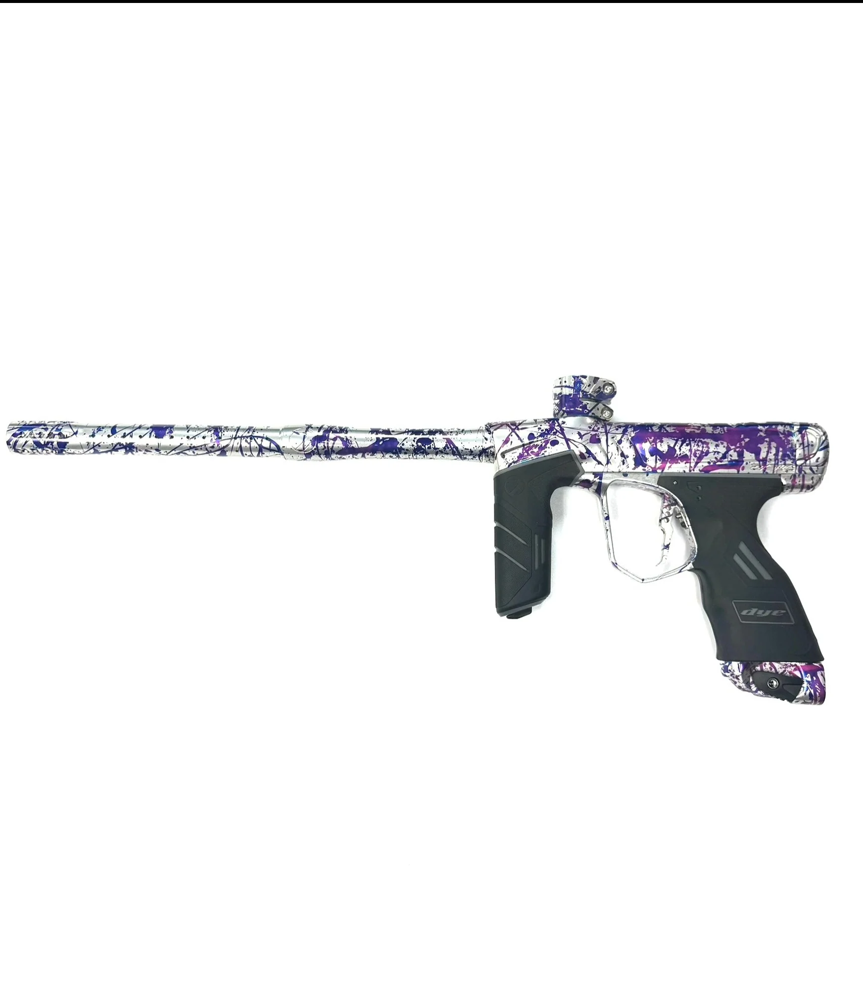 Dye DSR+ Paintball Gun - LE Polished Silver Purple/Blue Splash - Image 3