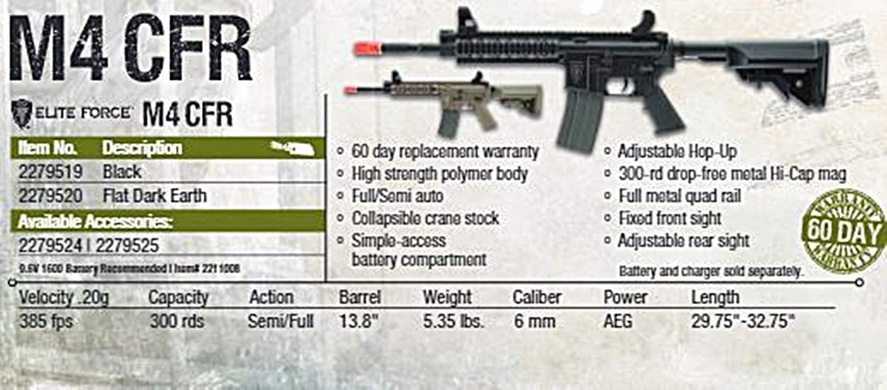 Elite Force M4 CFR 6 MM Airsoft Rifle - Black - Image 3