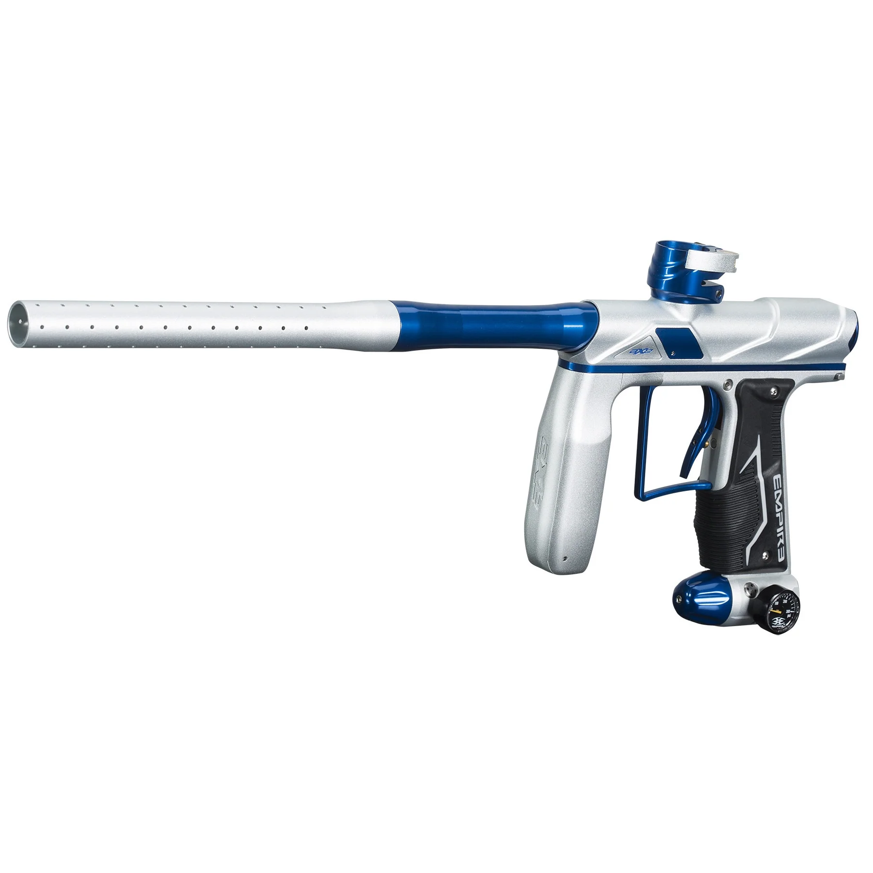 Empire Axe Pro Paintball Marker - Dust Silver / Polished Blue - Image 3