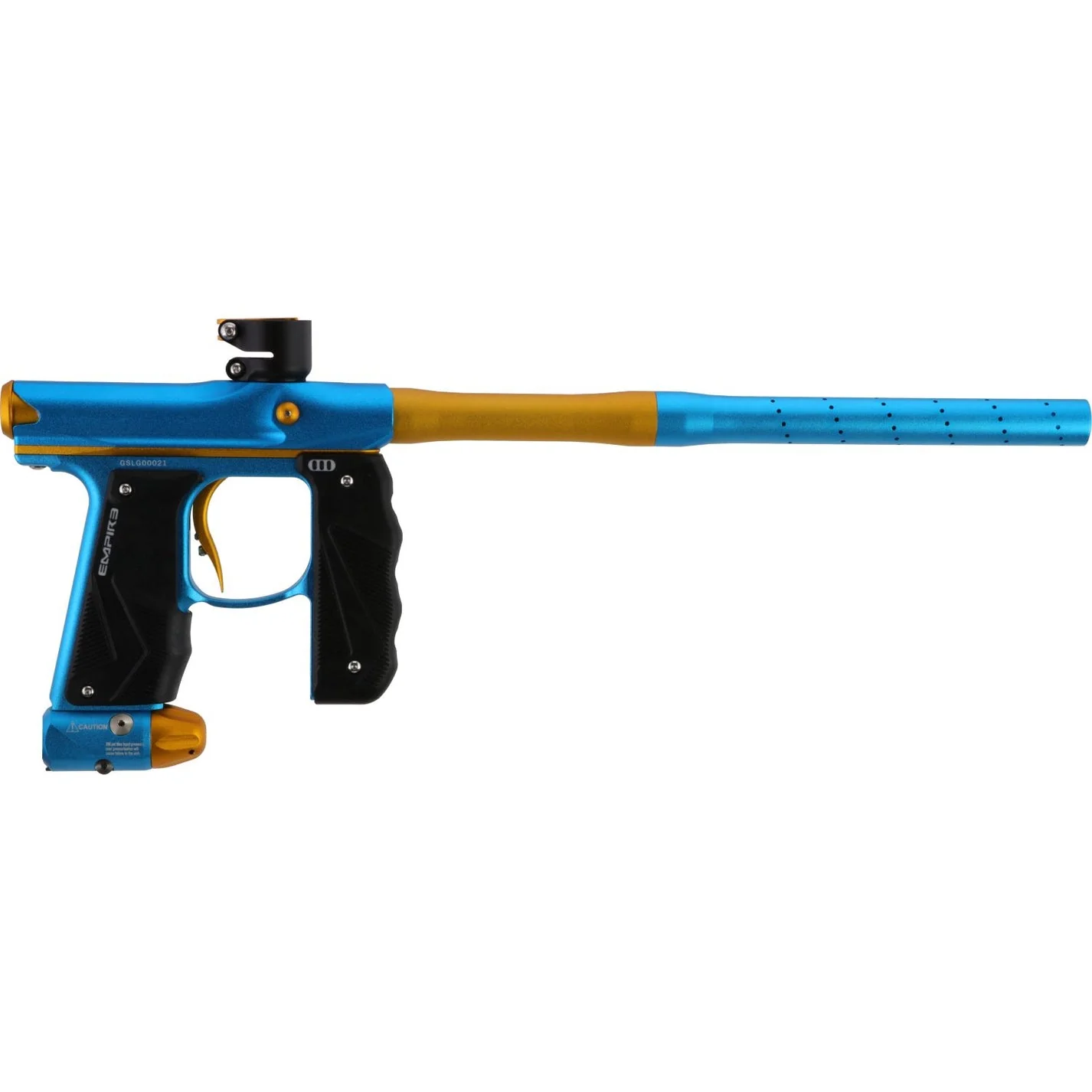Empire Paintball Mini GS Marker w/ 2 Piece Barrel - Dust Aqua/Dust Gold - Image 2