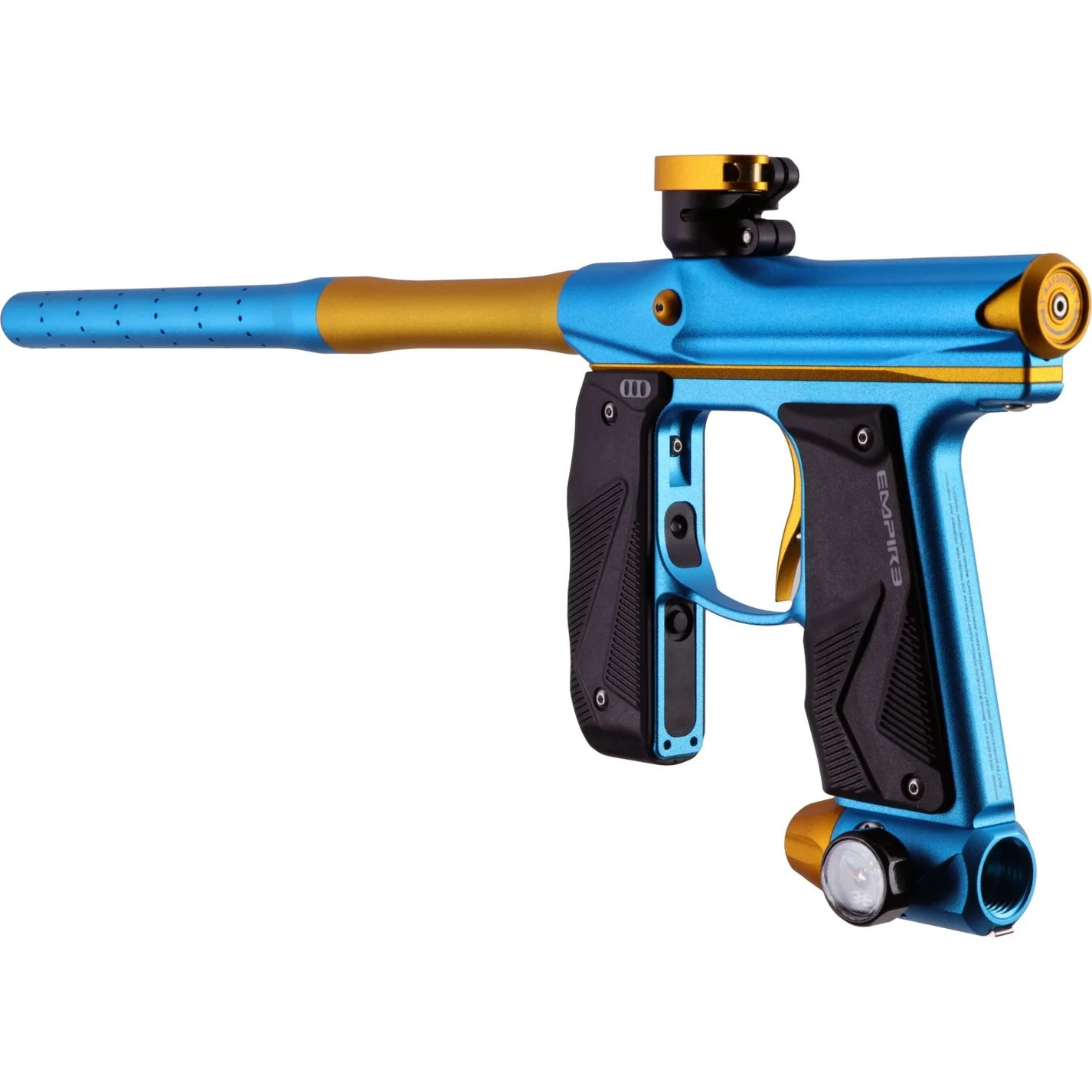 Empire Paintball Mini GS Marker w/ 2 Piece Barrel - Dust Aqua/Dust Gold - Image 4