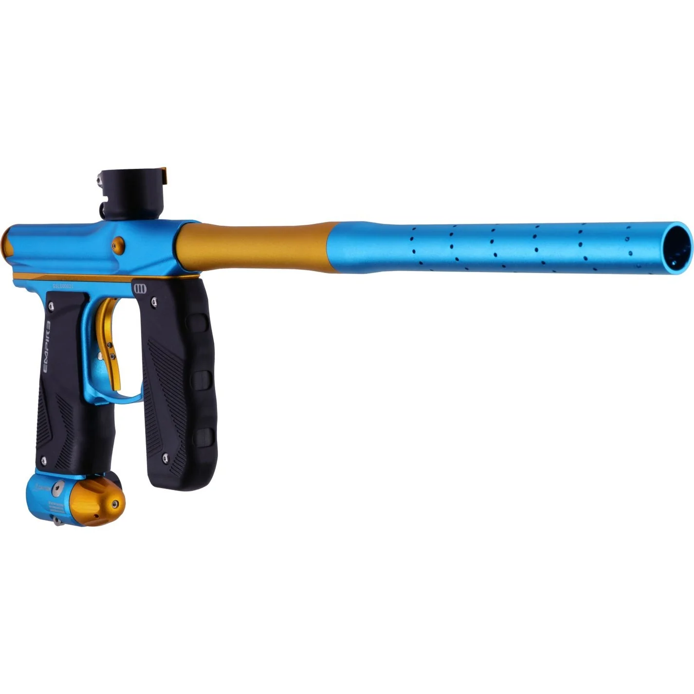 Empire Paintball Mini GS Marker w/ 2 Piece Barrel - Dust Aqua/Dust Gold - Image 5
