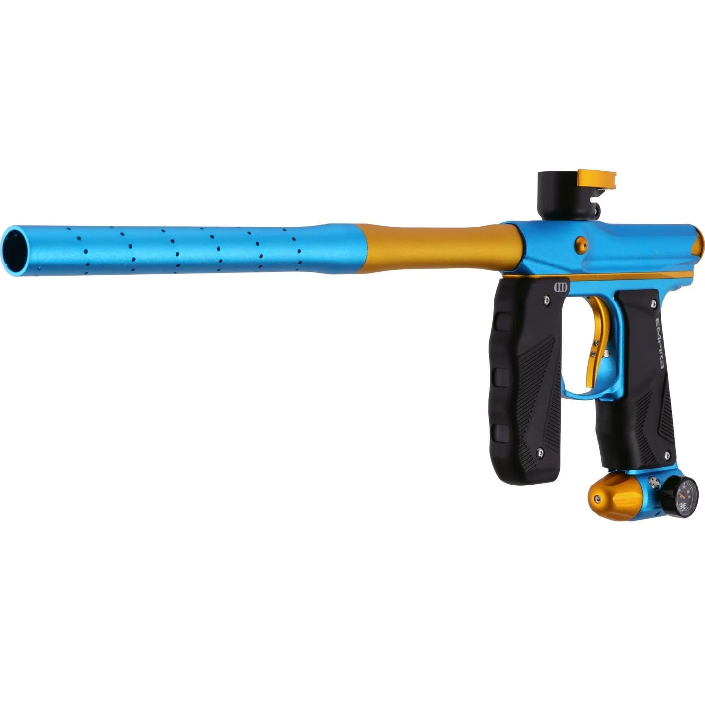 Empire Paintball Mini GS Marker w/ 2 Piece Barrel - Dust Aqua/Dust Gold - Image 6