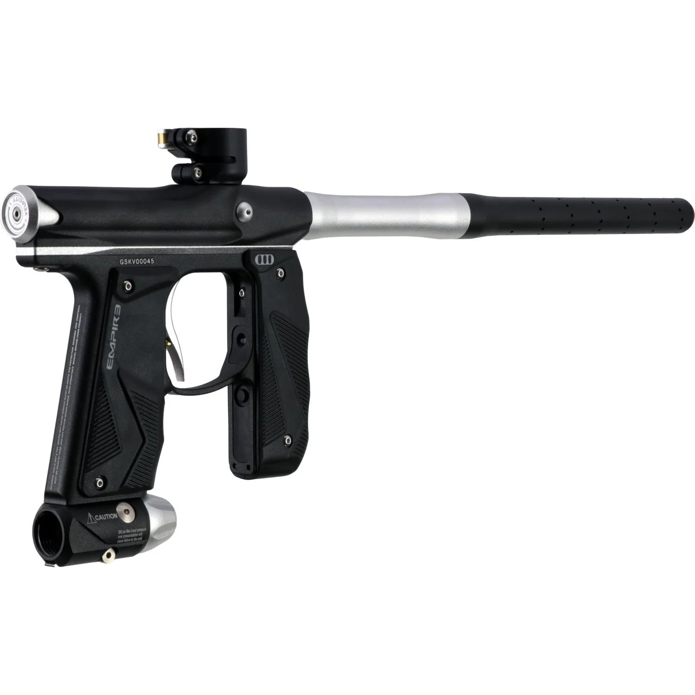 Empire Paintball Mini GS Marker w/ 2 Piece Barrel - Dust Black/Dust Silver - Image 3