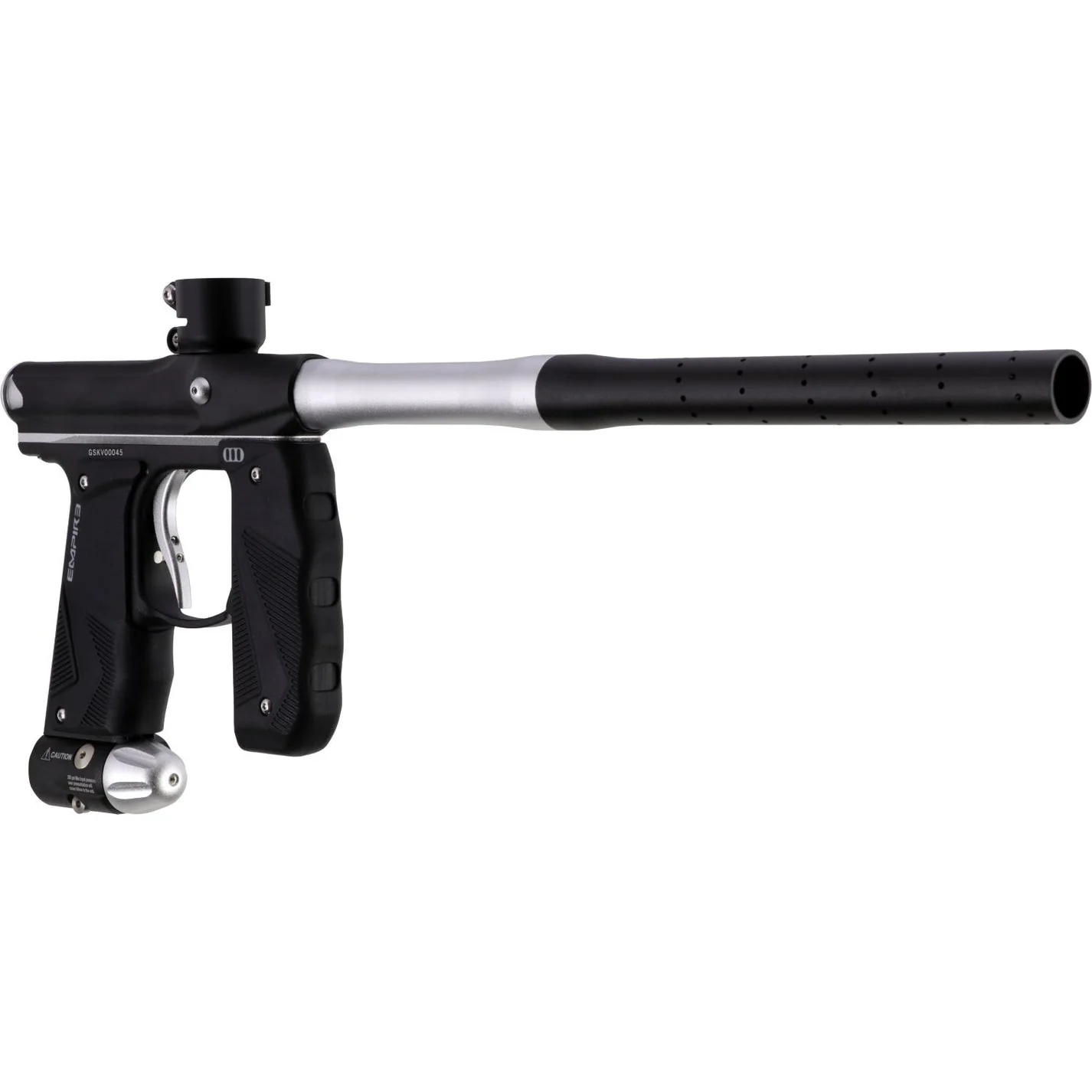 Empire Paintball Mini GS Marker w/ 2 Piece Barrel - Dust Black/Dust Silver - Image 6