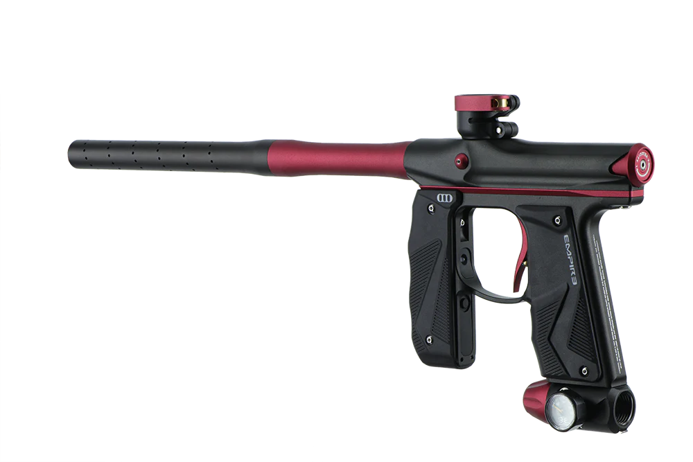 Empire Paintball Mini GS Marker w/ 2 Piece Barrel - Dust Black/Red - Image 3