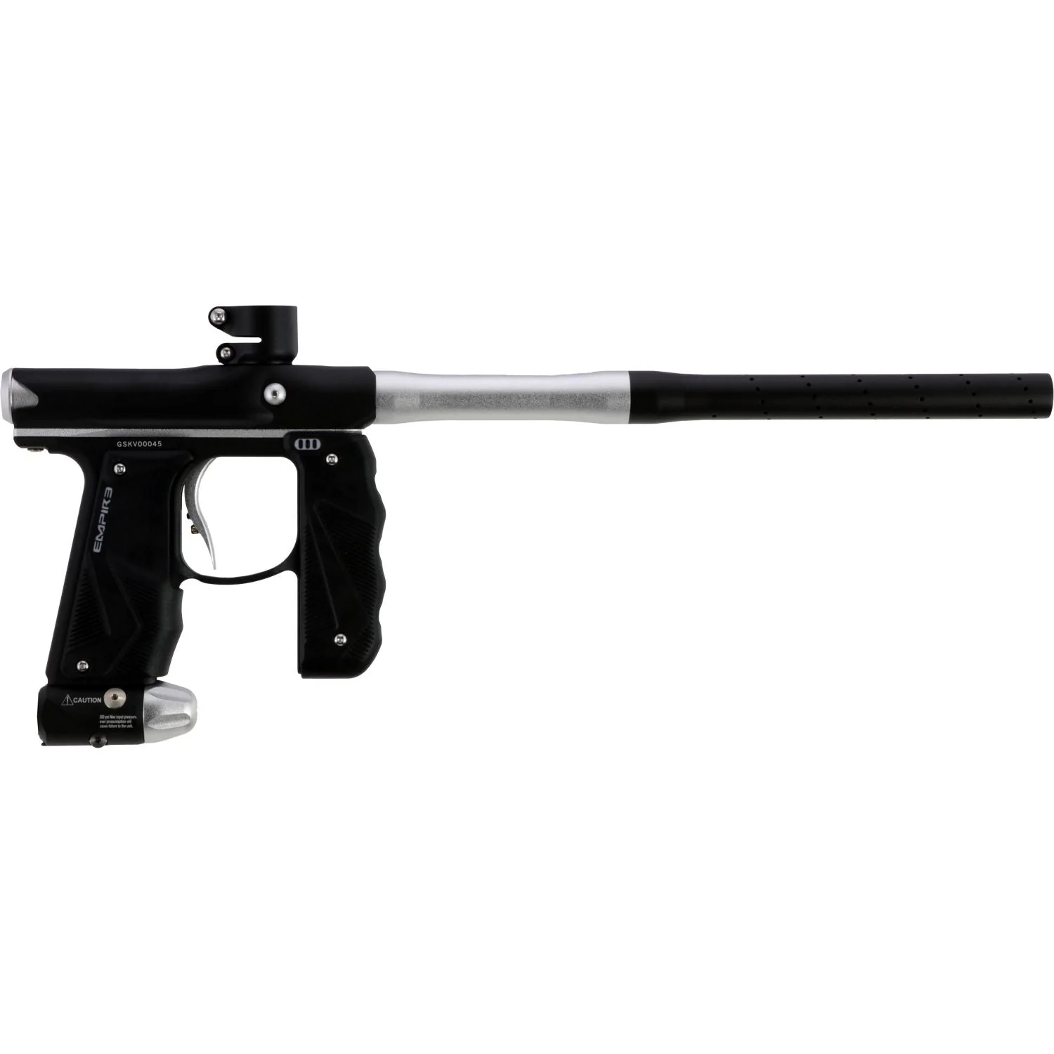 Empire Paintball Mini GS Marker w/ 2 Piece Barrel - Dust Black/Silver - Image 2