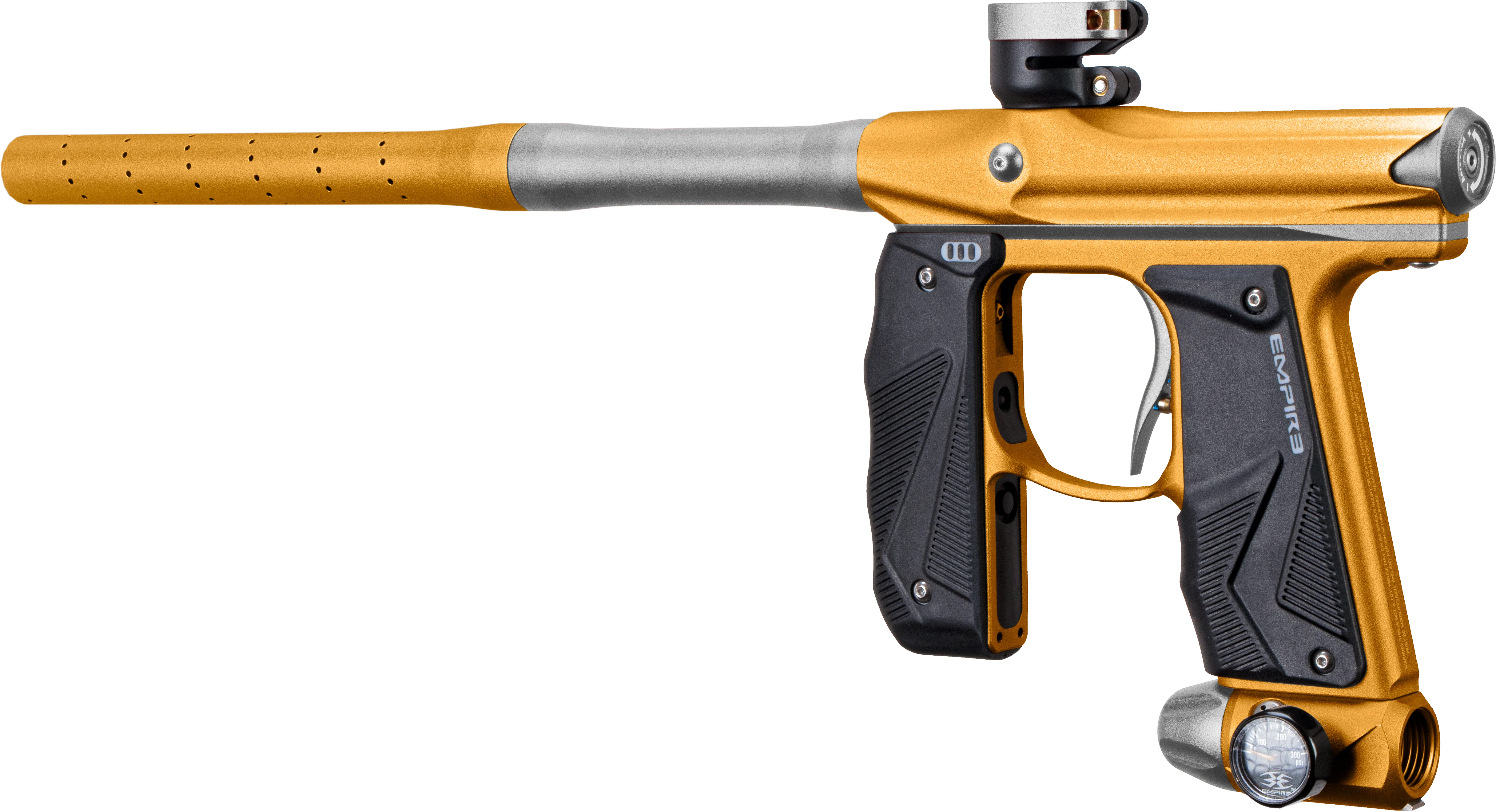 Empire Paintball Mini GS Marker w/ 2 Piece Barrel - Dust Gold / Silver - Image 2