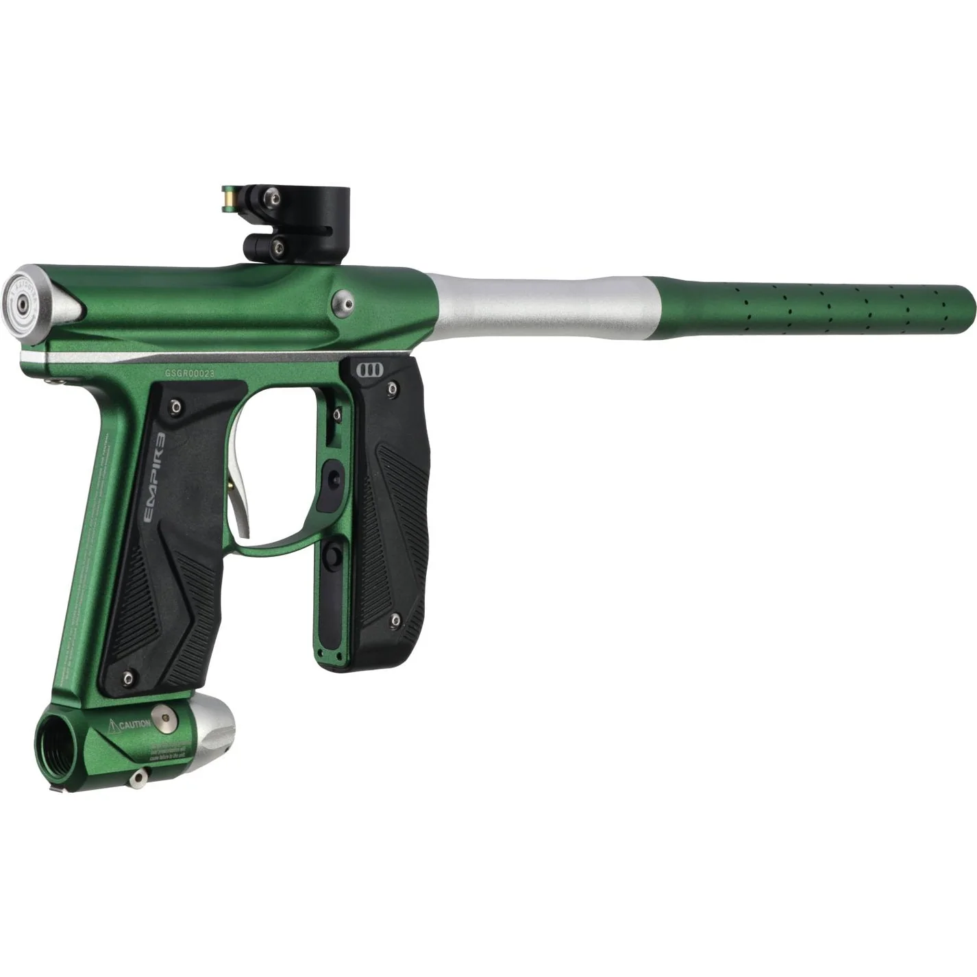 Empire Paintball Mini GS Marker w/ 2 Piece Barrel - Dust Green/Dust Silver - Image 3