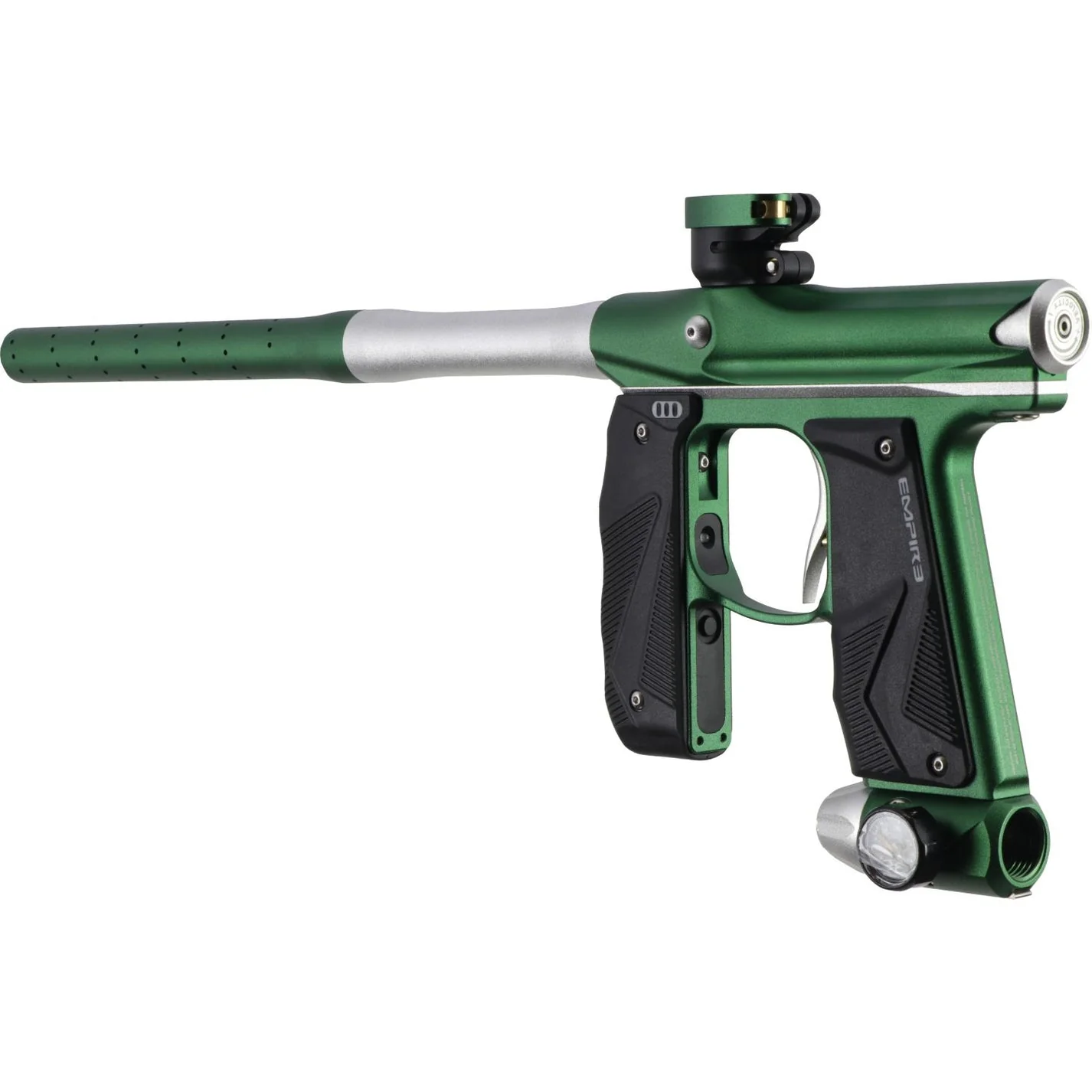 Empire Paintball Mini GS Marker w/ 2 Piece Barrel - Dust Green/Dust Silver - Image 4
