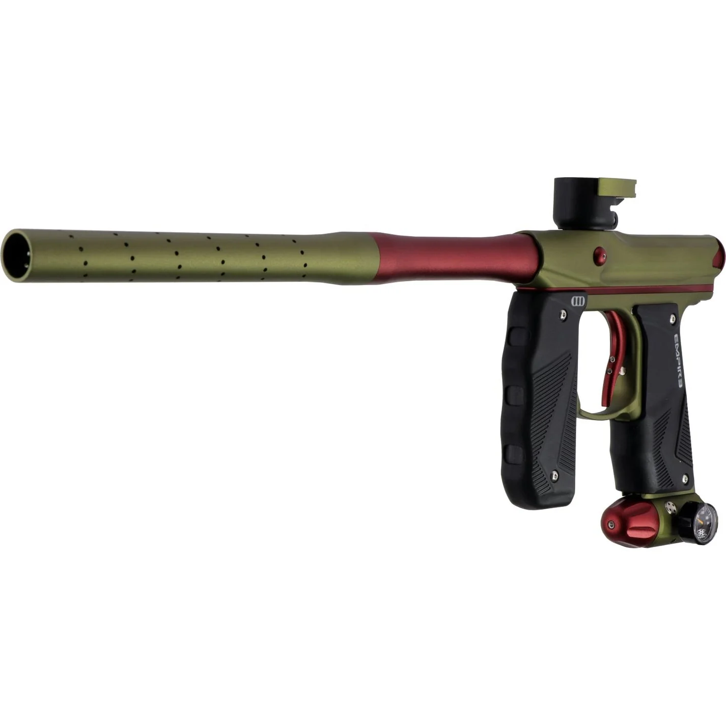 Empire Paintball Mini GS Marker w/ 2 Piece Barrel - Dust Olive/Dust Red - Image 6
