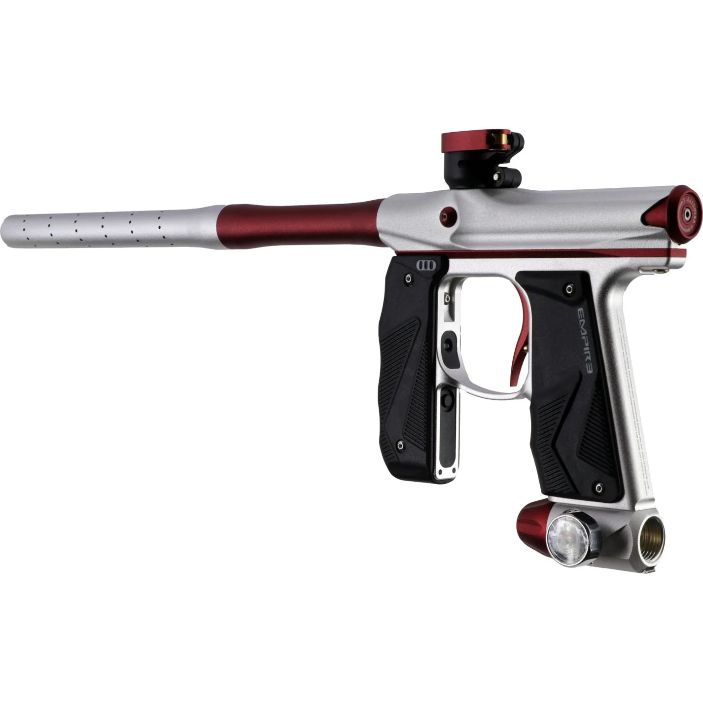 Empire Paintball Mini GS Marker w/ 2 Piece Barrel - Dust Silver/Dust Red - Image 4