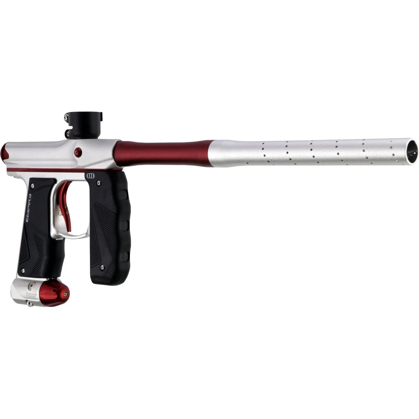 Empire Paintball Mini GS Marker w/ 2 Piece Barrel - Dust Silver/Dust Red - Image 5