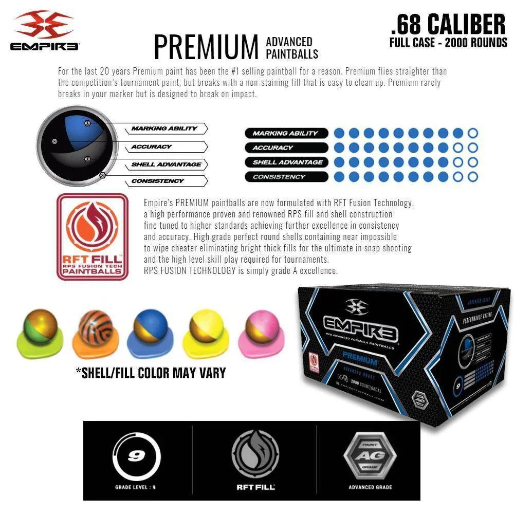 Empire Premium 0.68 Caliber Paintballs - 2000 Paintballs - Metallic Yellow Shell - Yellow Fill - Image 4