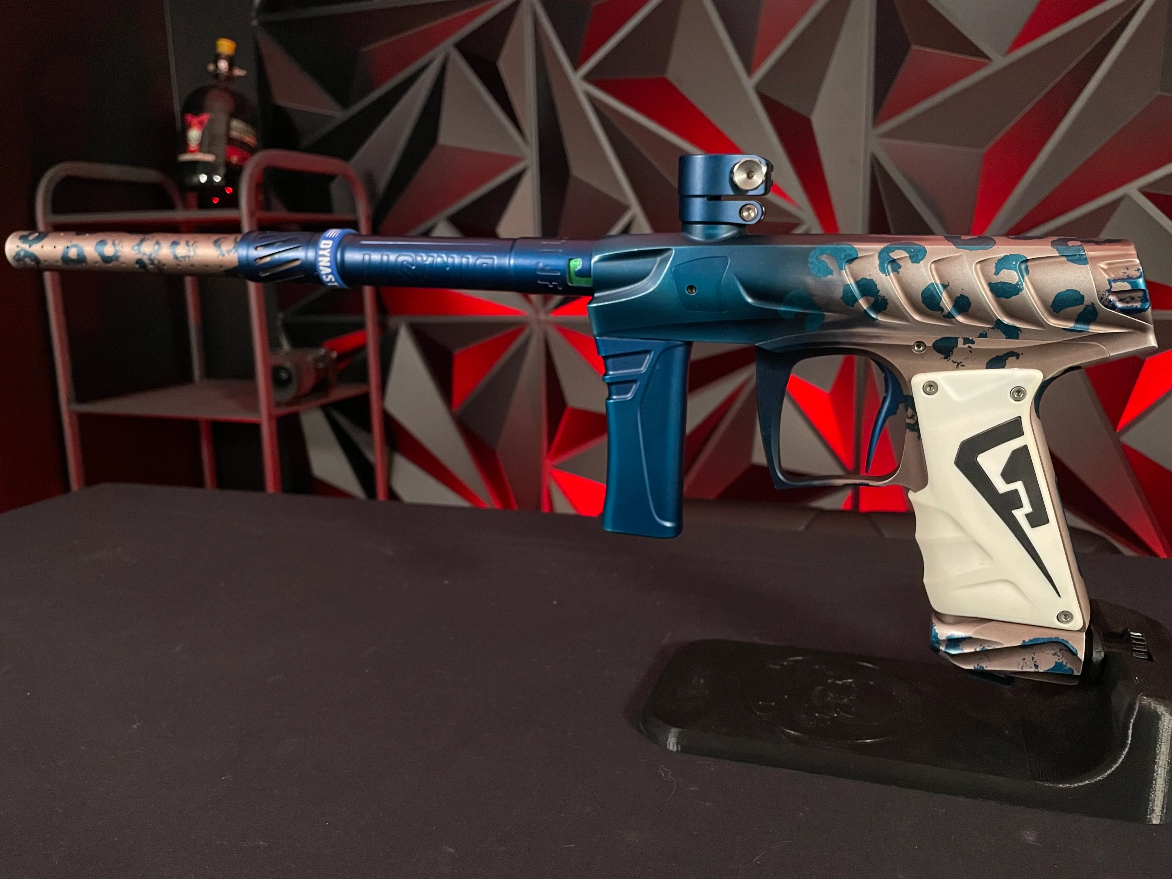 Field One Force Paintball Gun - Blake Yarber Blue Leopard Signature Series w/ Full Acculock Barrel Insert Kit (6 Inserts) - Image 6