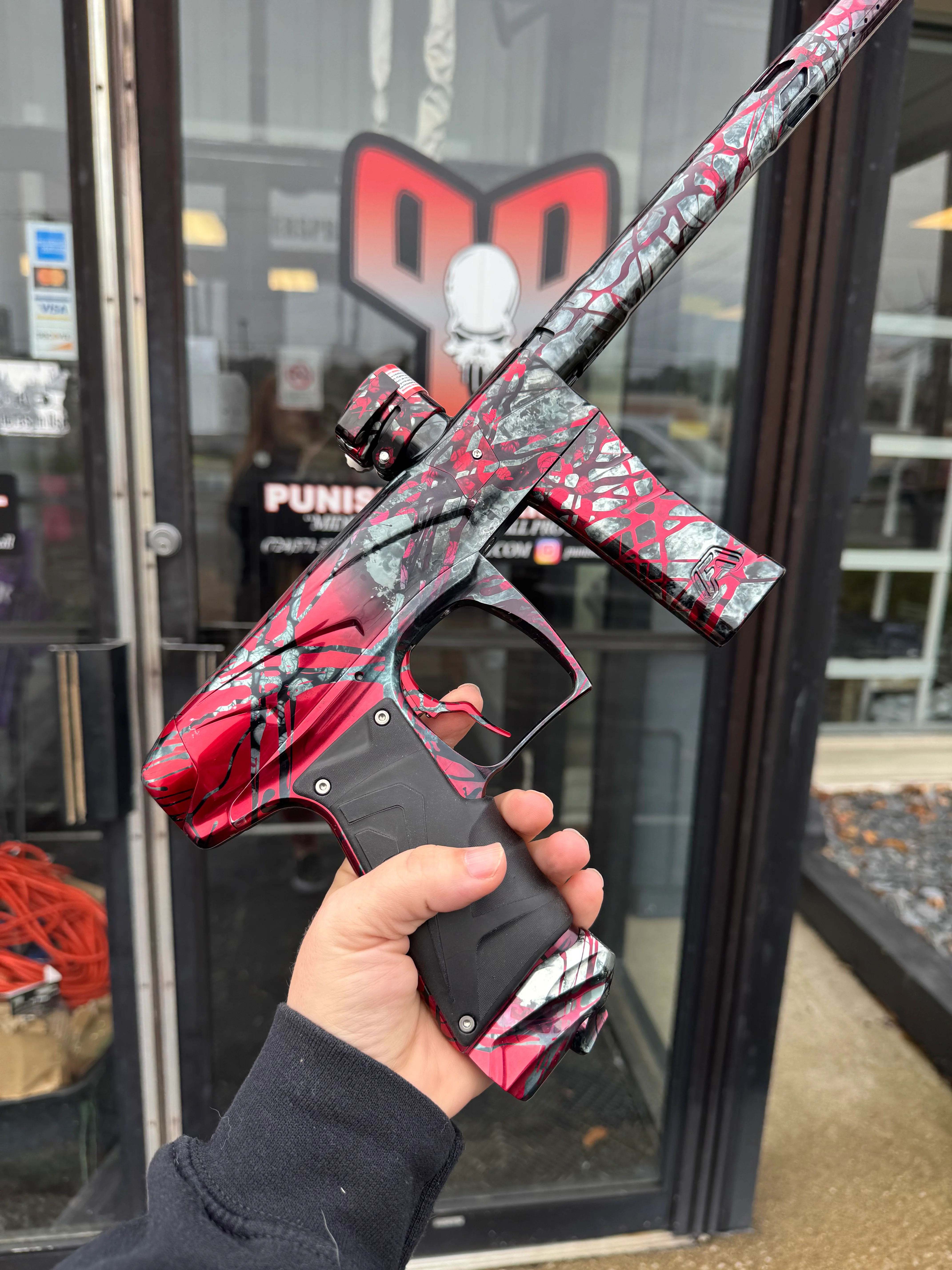 Field One Force V2 Paintball Gun - Custom Red/Pewter/Black Splash