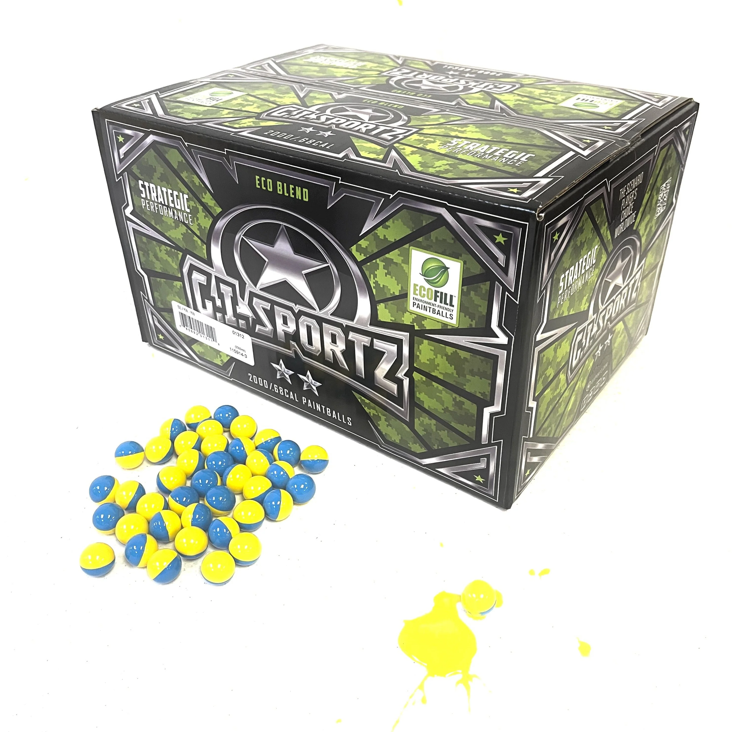 GI Sportz 2 Star Paintballs - 2000 Paintballs - Blue / Yellow Shell - Yellow Fill - Image 2