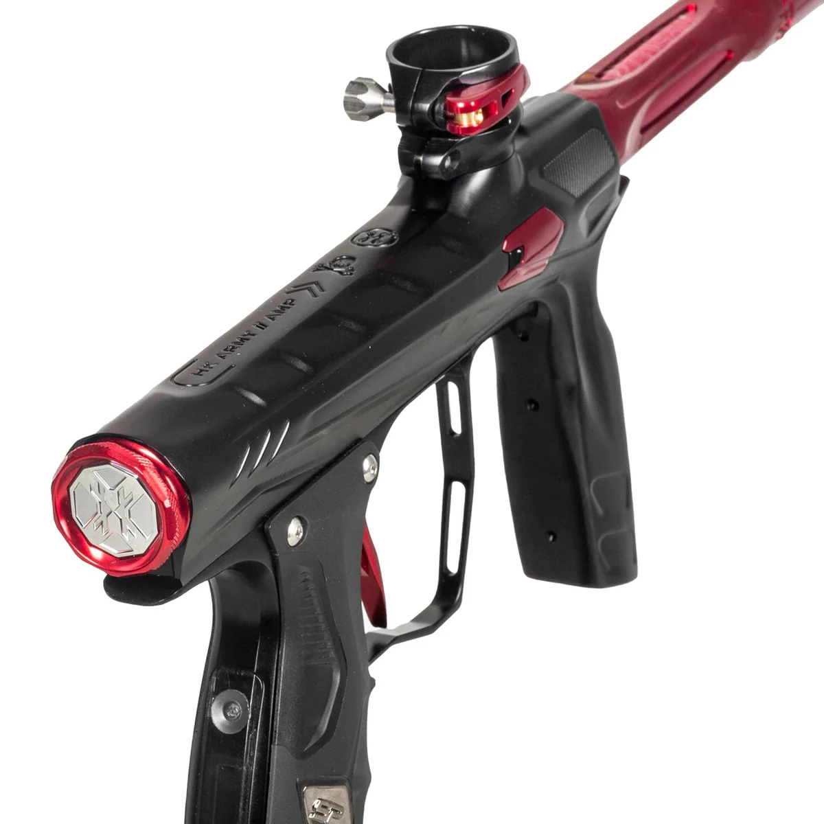 HK Army Shocker AMP Paintball Gun - Dust Black / Polished Red - Image 3
