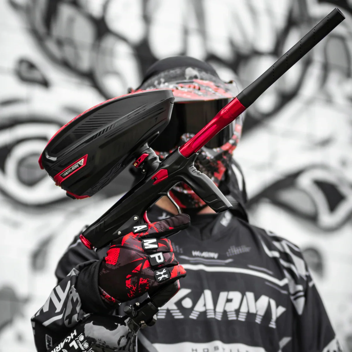 HK Army Shocker AMP Paintball Gun - Dust Black / Polished Red - Image 6