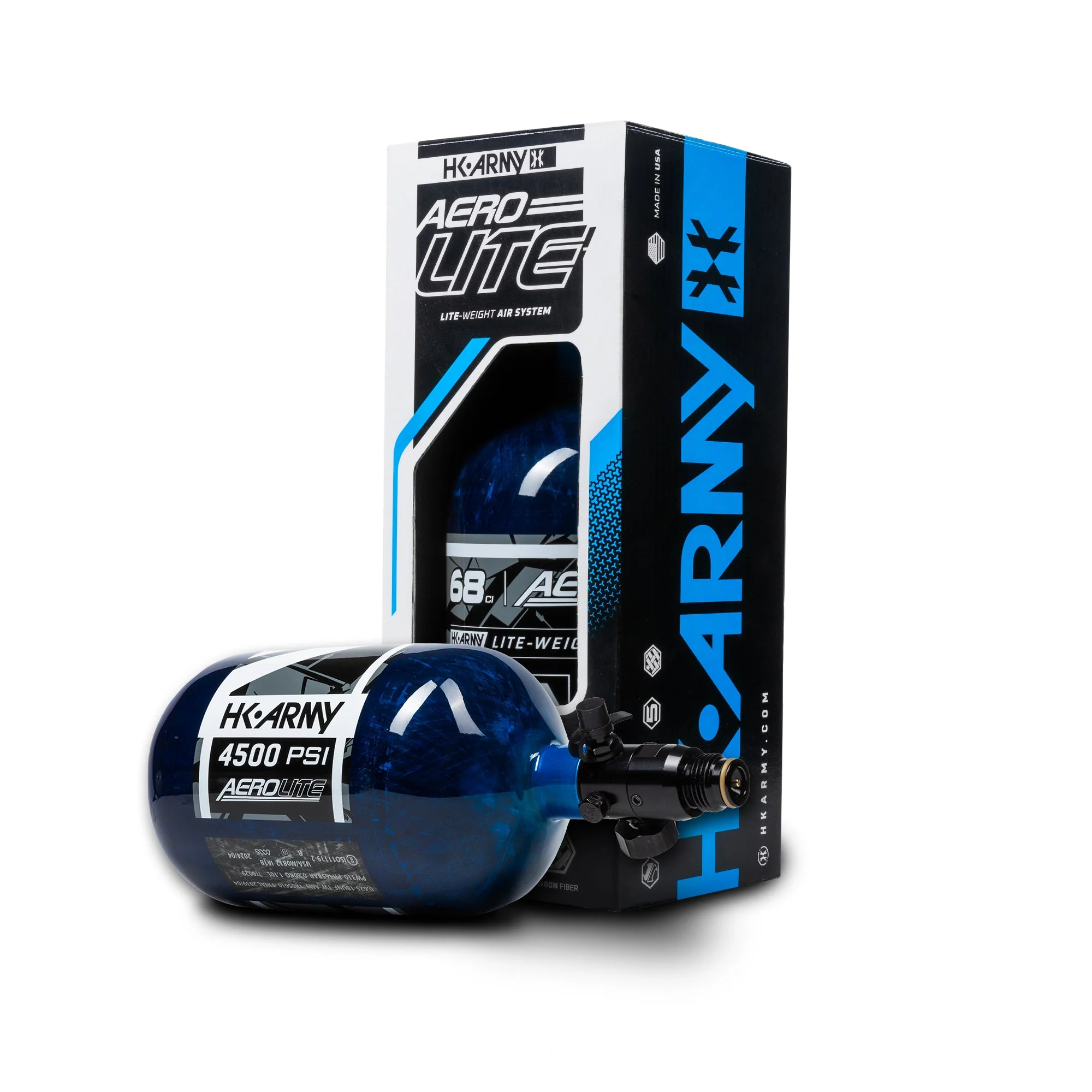 HK Army AeroLite Carbon Fiber Tank w/ Standard Reg - 68/4500 PSI - Blue - Image 3