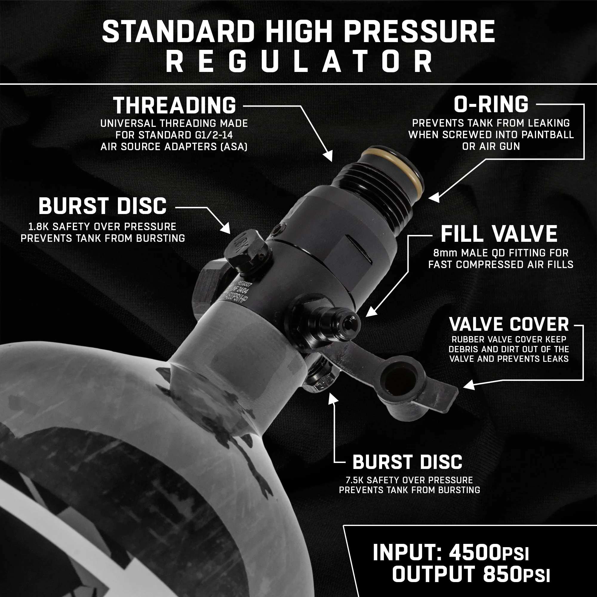HK Army AeroLite Carbon Fiber Tank w/ Standard Reg - 68/4500 PSI - Clear - Image 5