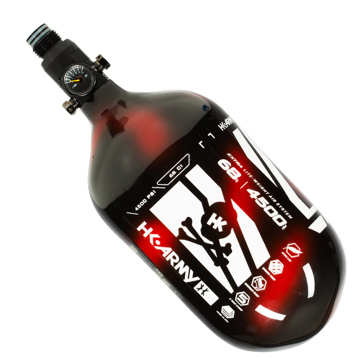 HK Army Aerolite "EXTRA LITE" Slash Tank w/ Standard Reg - 68ci / 4500psi - Stripe Lava - Image 2