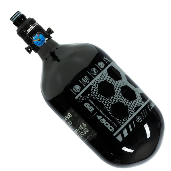 HK Army Aerolite "EXTRA LITE" Tank w/ V2 Pro Reg - 68ci / 4500psi - Black / Grey - Image 2