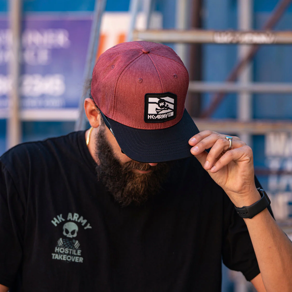 HK Army Clip Snapback Hat - Black/Burgundy - Image 3