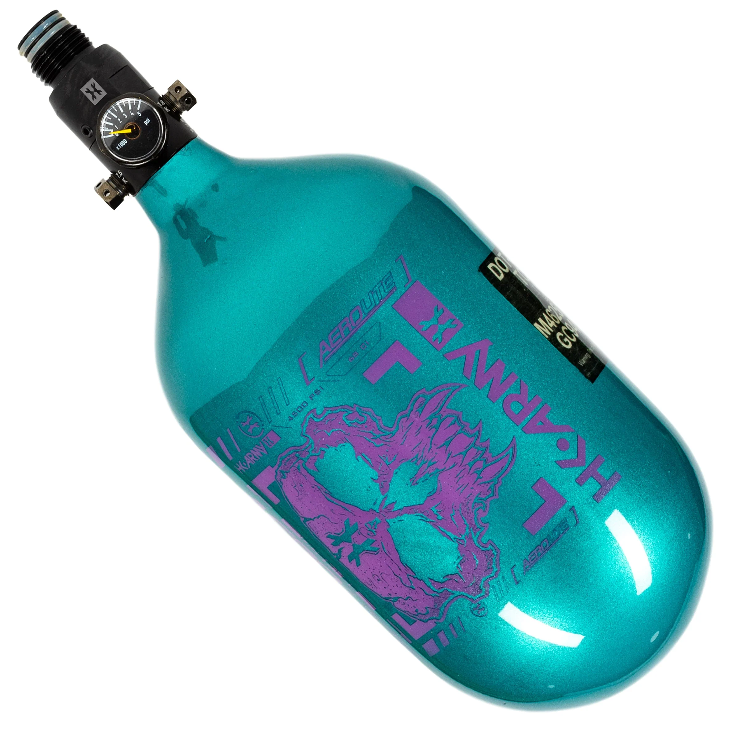 HK Army "Extra Lite" Carbon Fiber Tank - Standard Reg - Doom - 68/4500 PSI - Turquoise/Pink - Image 2