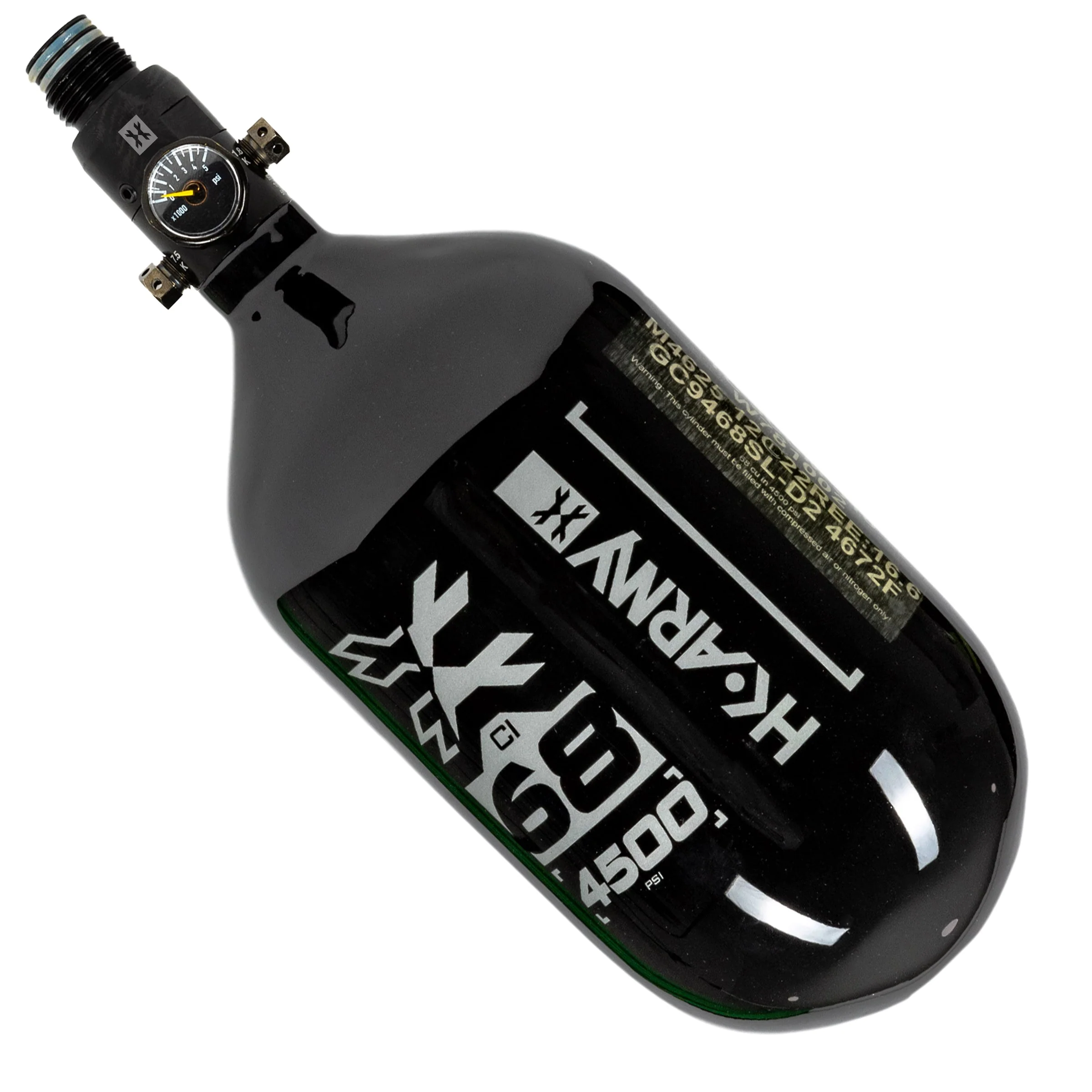 HK Army "Extra Lite" Carbon Fiber Tank - Standard Reg - RUSH - 68/4500 PSI - Black/Silver - Image 3