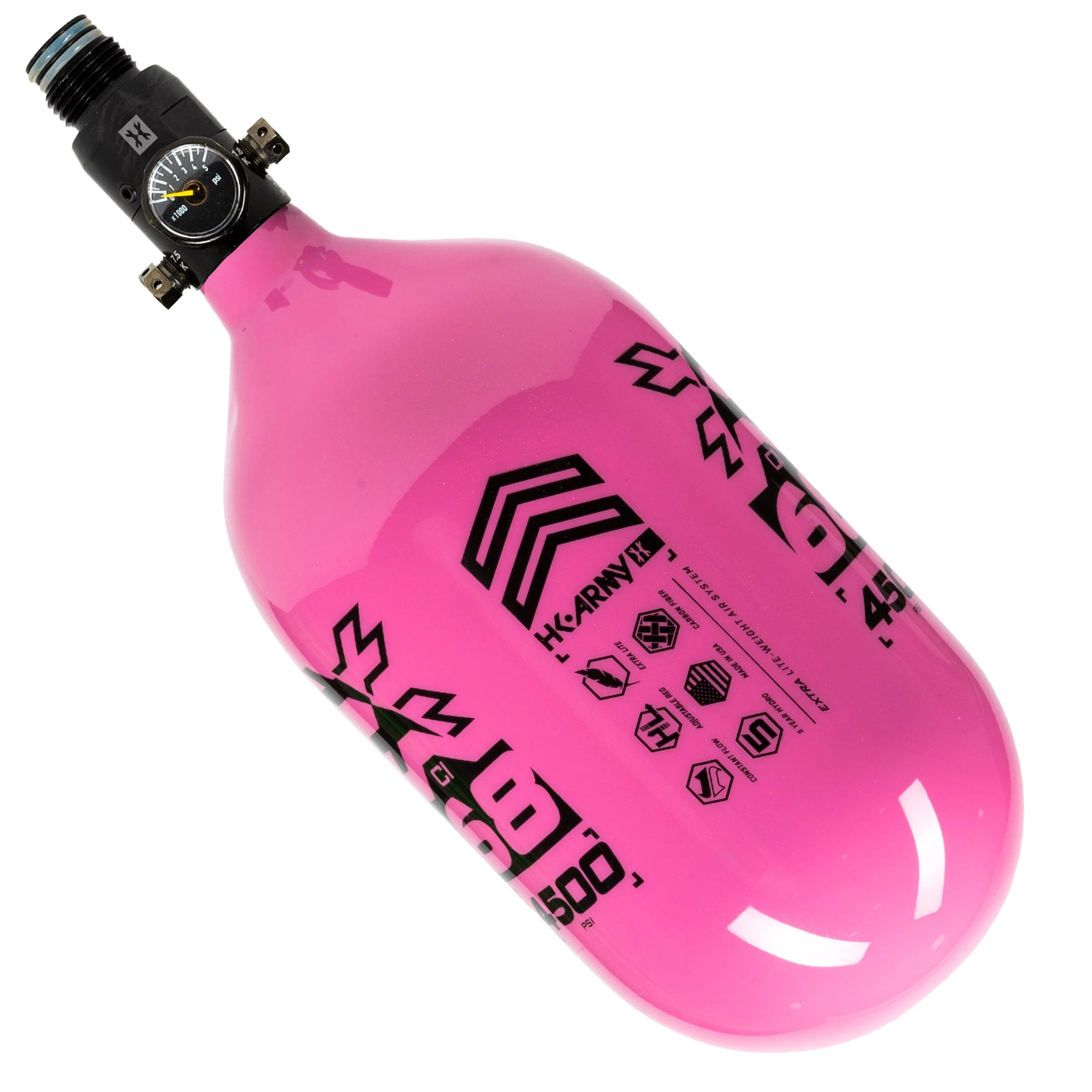 HK Army "Extra Lite" Carbon Fiber Tank - Standard Reg - RUSH - 68/4500 PSI - Neon Pink/Black - Image 3