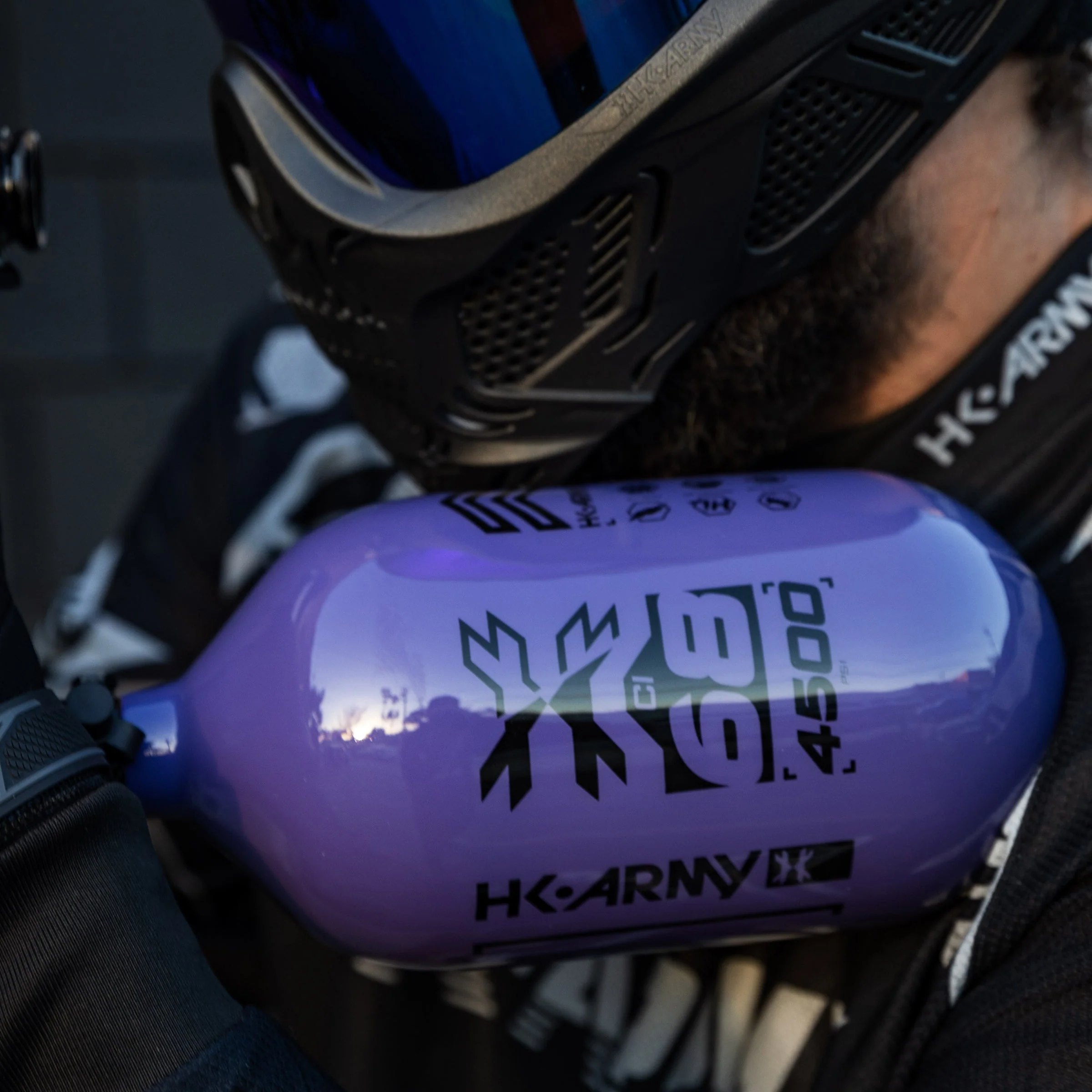 HK Army "Extra Lite" Carbon Fiber Tank - Standard Reg - RUSH - 68/4500 PSI - Purple/Black - Image 4