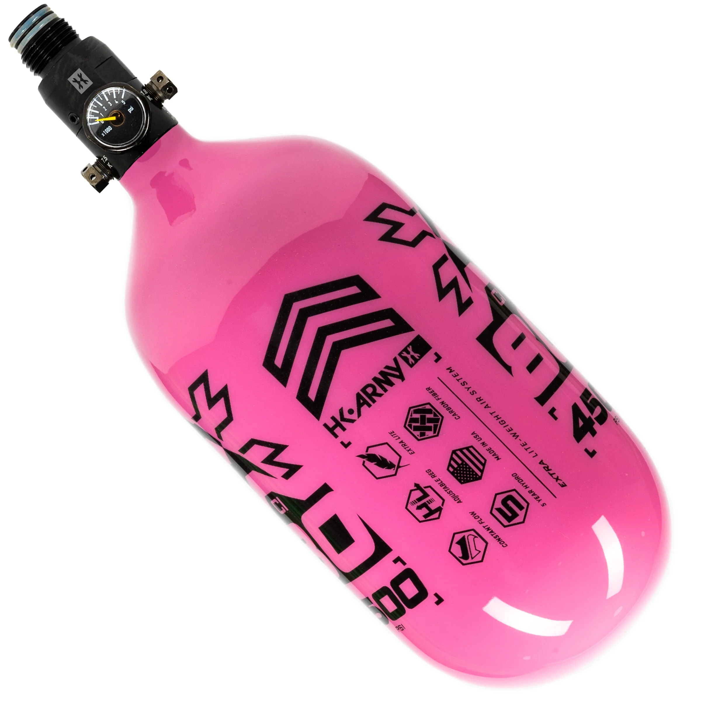 HK Army "Extra Lite" Carbon Fiber Tank - Standard Reg - RUSH - 80/4500 PSI - Neon Pink/Black - Image 3