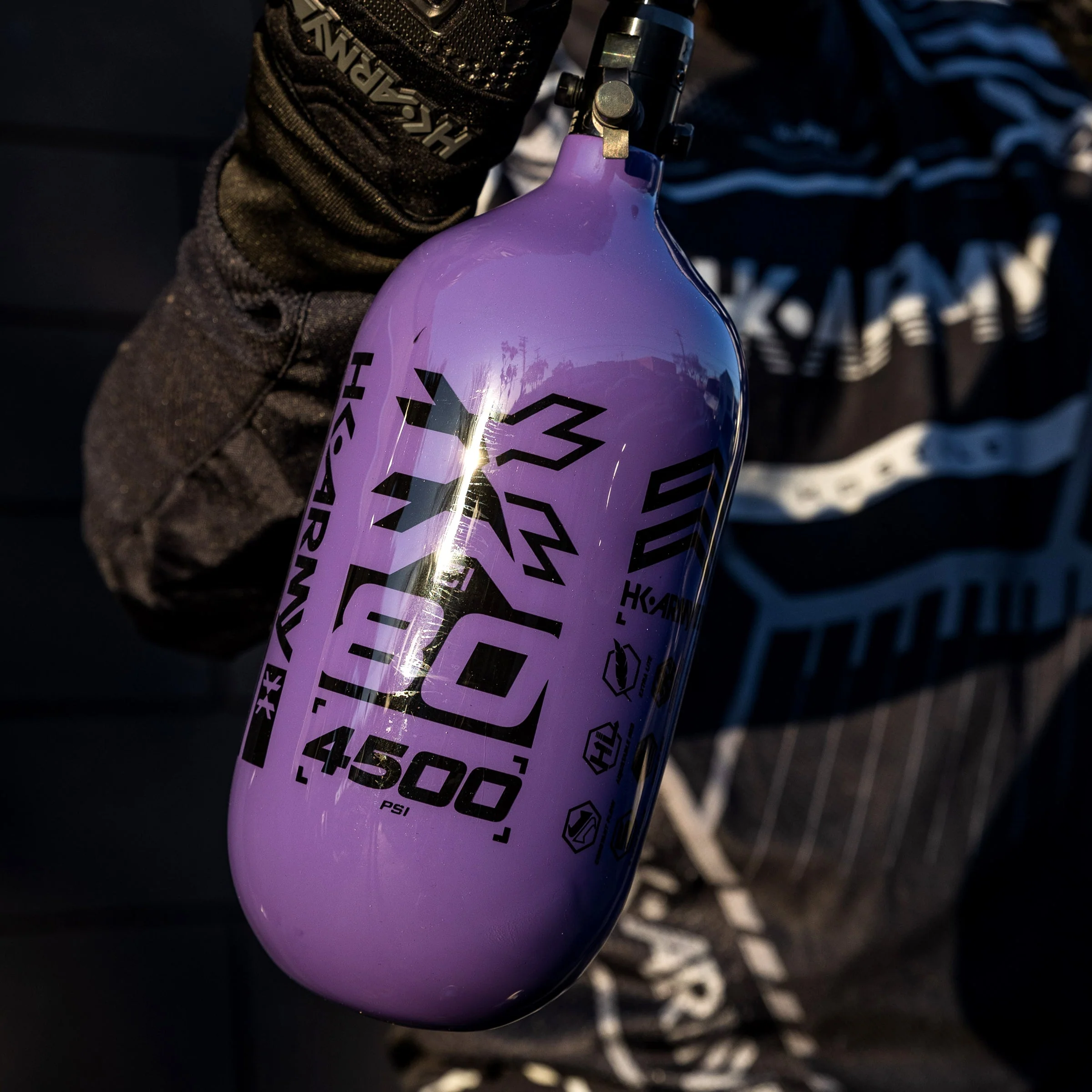 HK Army "Extra Lite" Carbon Fiber Tank - Standard Reg - RUSH - 80/4500 PSI - Purple/Black - Image 2