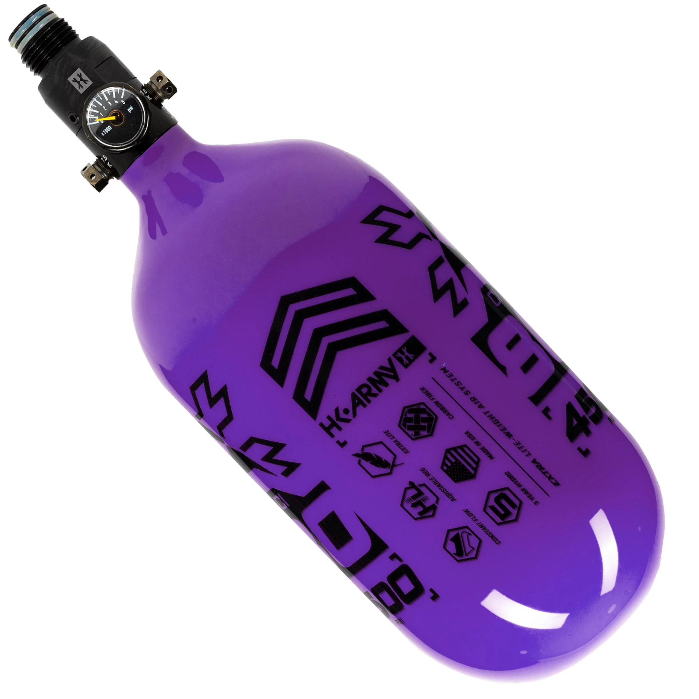HK Army "Extra Lite" Carbon Fiber Tank - Standard Reg - RUSH - 80/4500 PSI - Purple/Black - Image 3