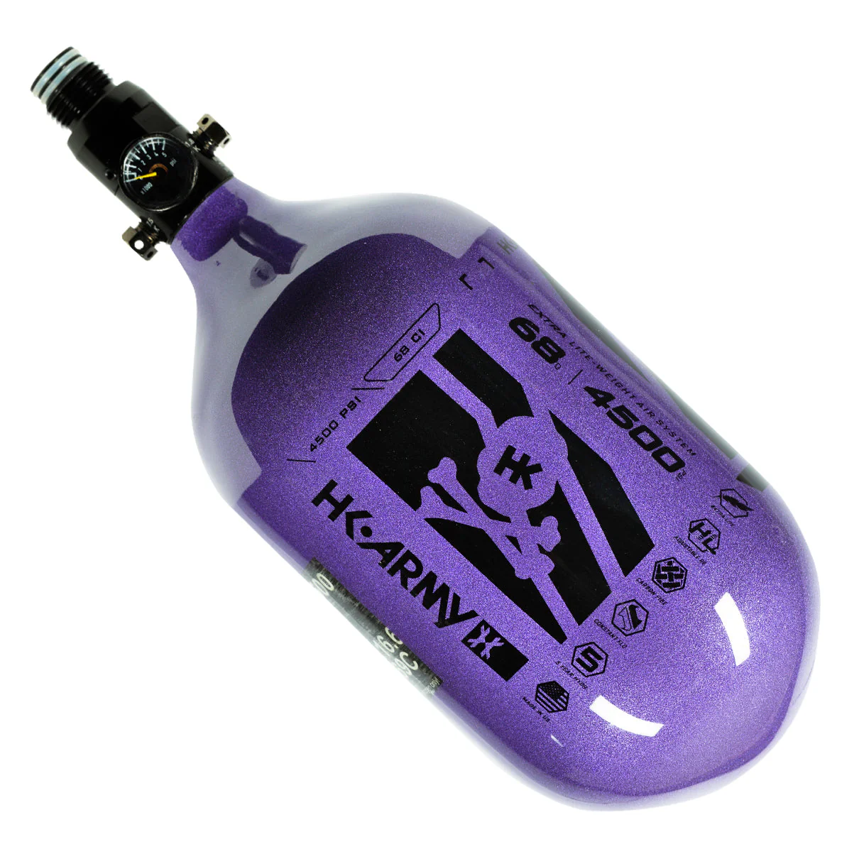 HK Army "Extra Lite" Carbon Fiber Tank - Standard Reg - Slash - 68/4500 PSI - Metallic Purple/Black - Image 2