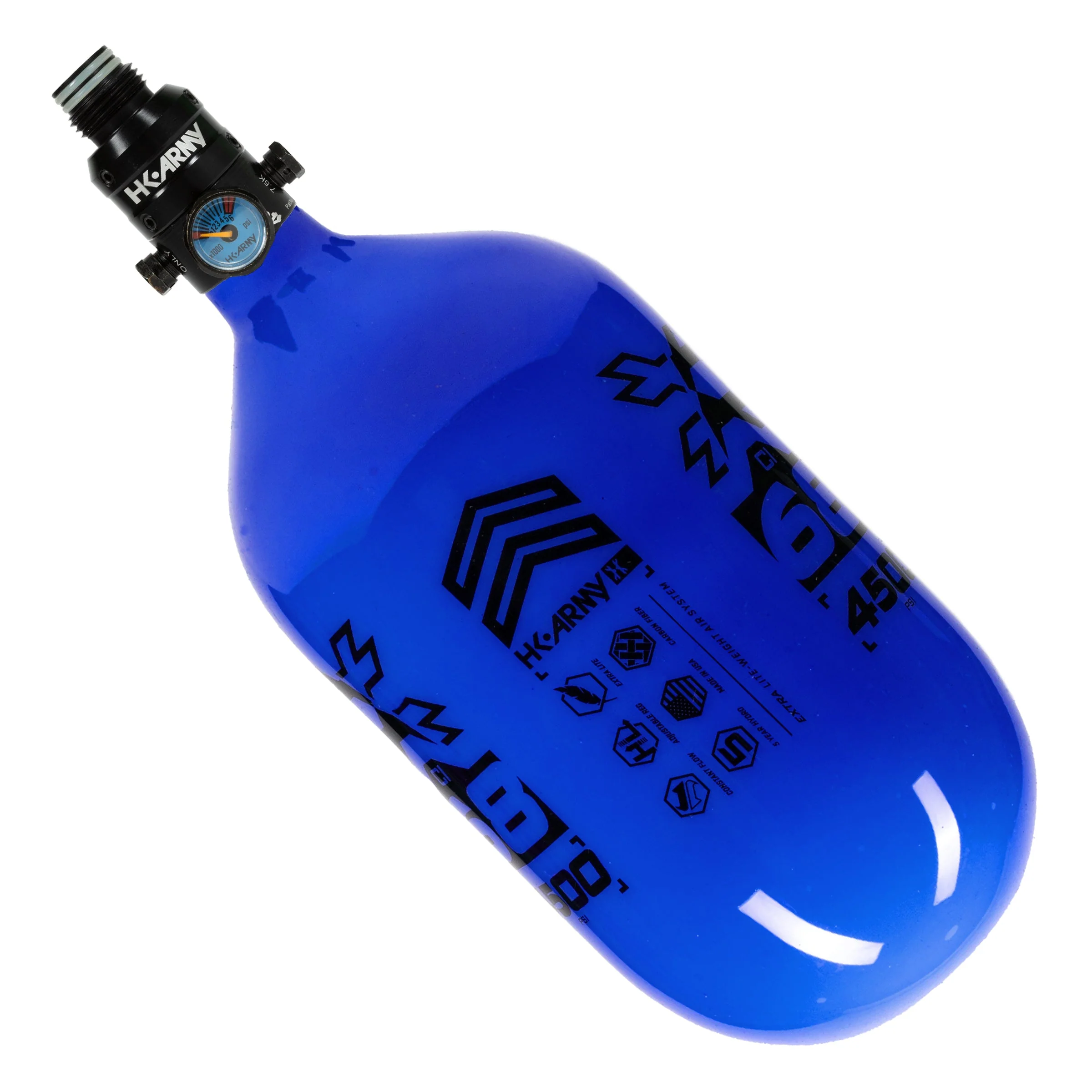 HK Army "Extra Lite" Carbon Fiber Tank - V2 Pro Reg - RUSH - 68/4500 PSI - Blue/Black - Image 3
