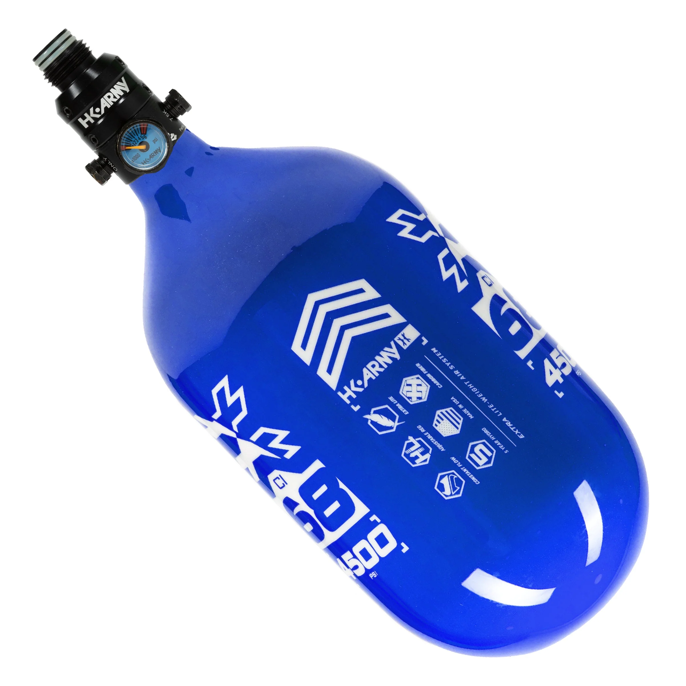 HK Army "Extra Lite" Carbon Fiber Tank - V2 Pro Reg - RUSH - 68/4500 PSI - Blue/White - Image 2