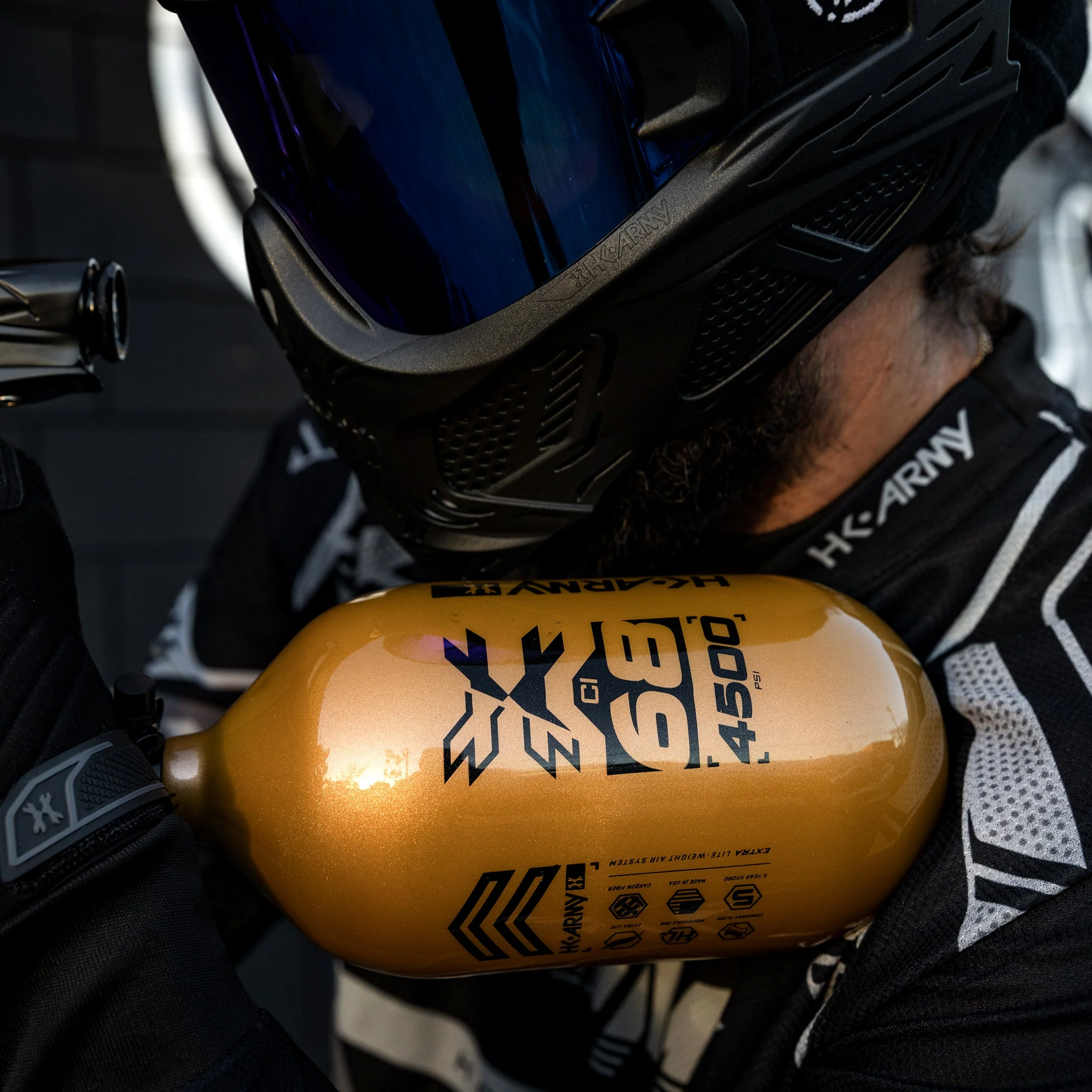 HK Army "Extra Lite" Carbon Fiber Tank - V2 Pro Reg - RUSH - 68/4500 PSI - Gold/Black - Image 2